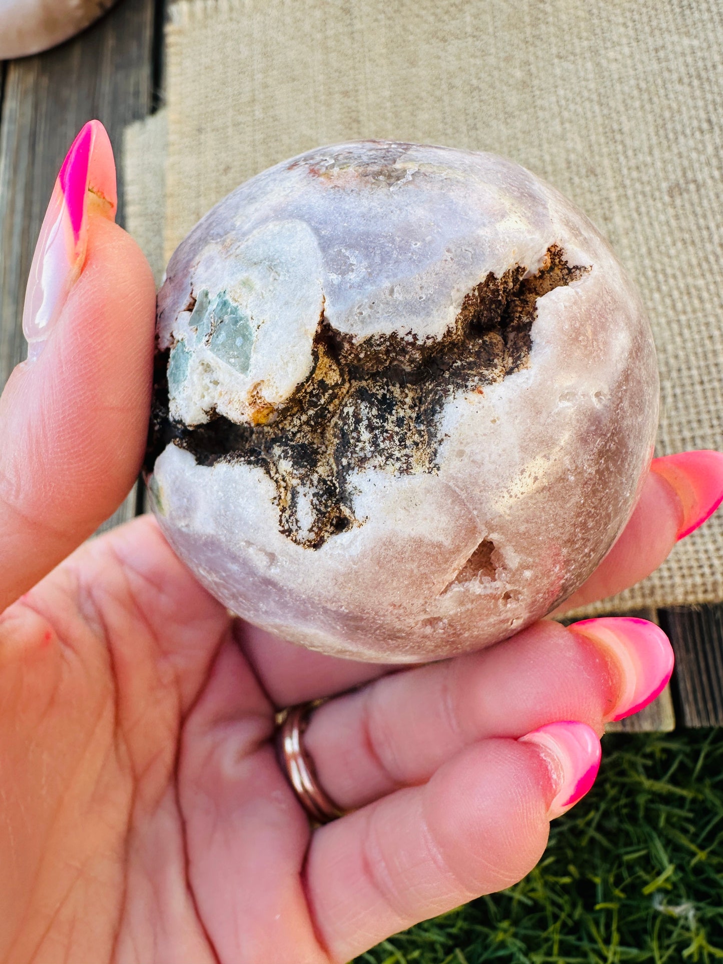 Nizhoni Crystals ✨ Pink Amethyst Geode Sphere