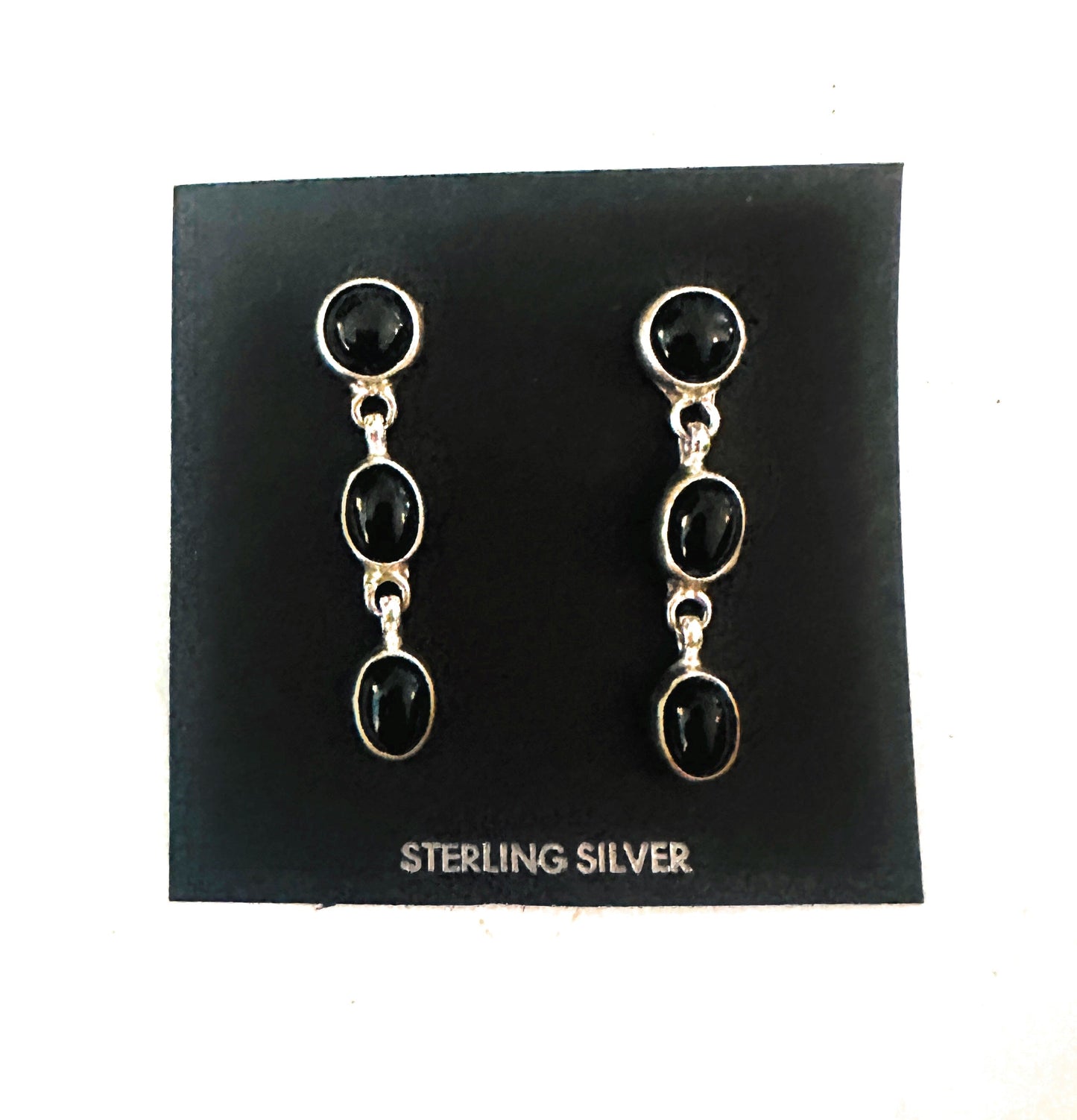 Handcrafted Onyx & Sterling Silver Dangle Earrings