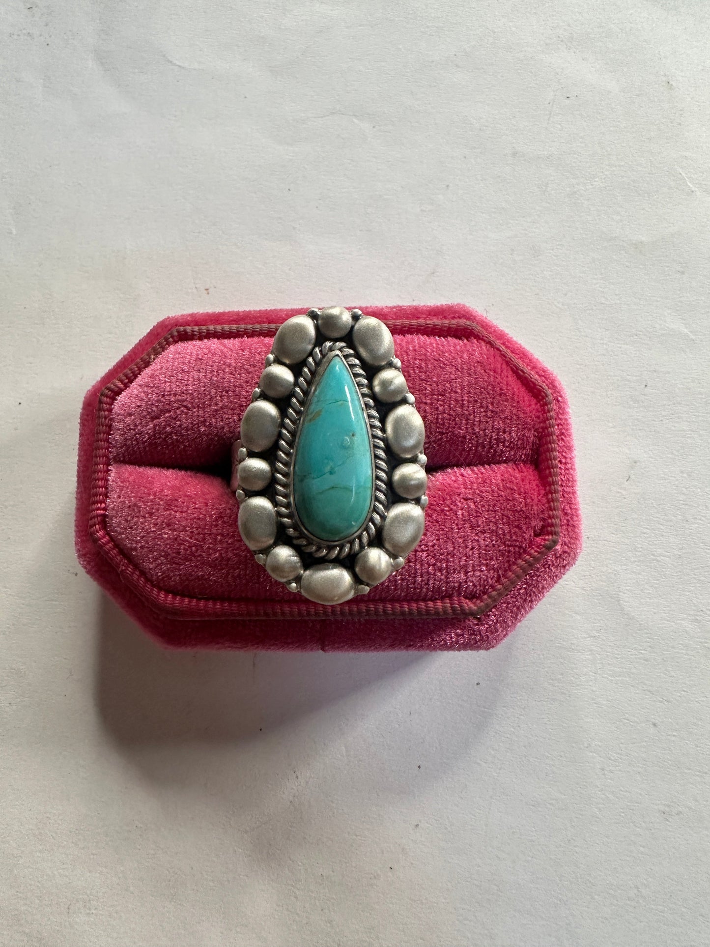 Handmade Turquoise & Sterling Silver Ball Adjustable Ring