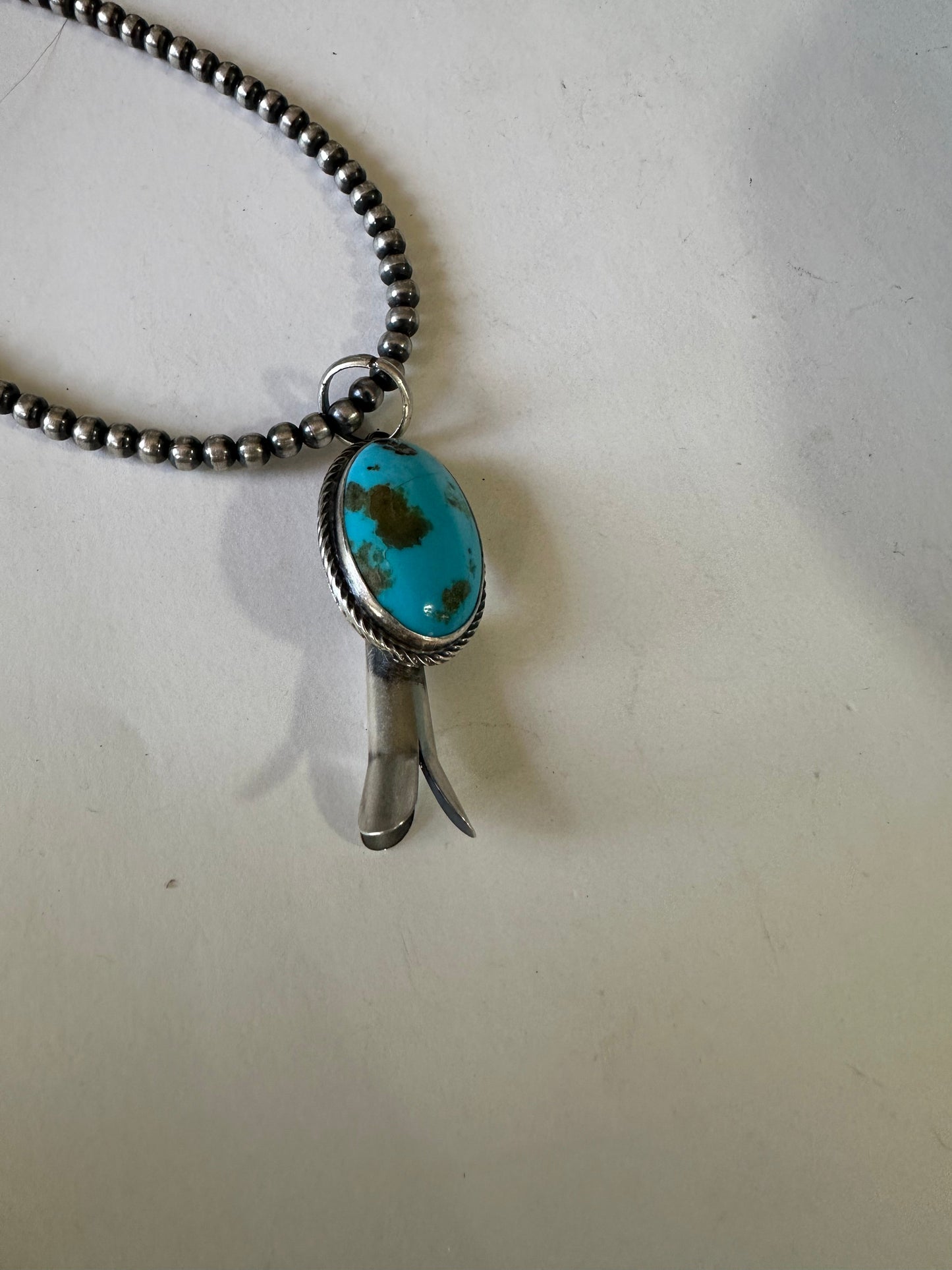 Handcrafted Sterling Silver & Turquoise Blossom Pendant Signed