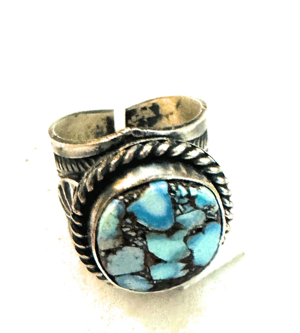 Handcrafted Golden Hills Turquoise & Sterling Silver Ring Size 9