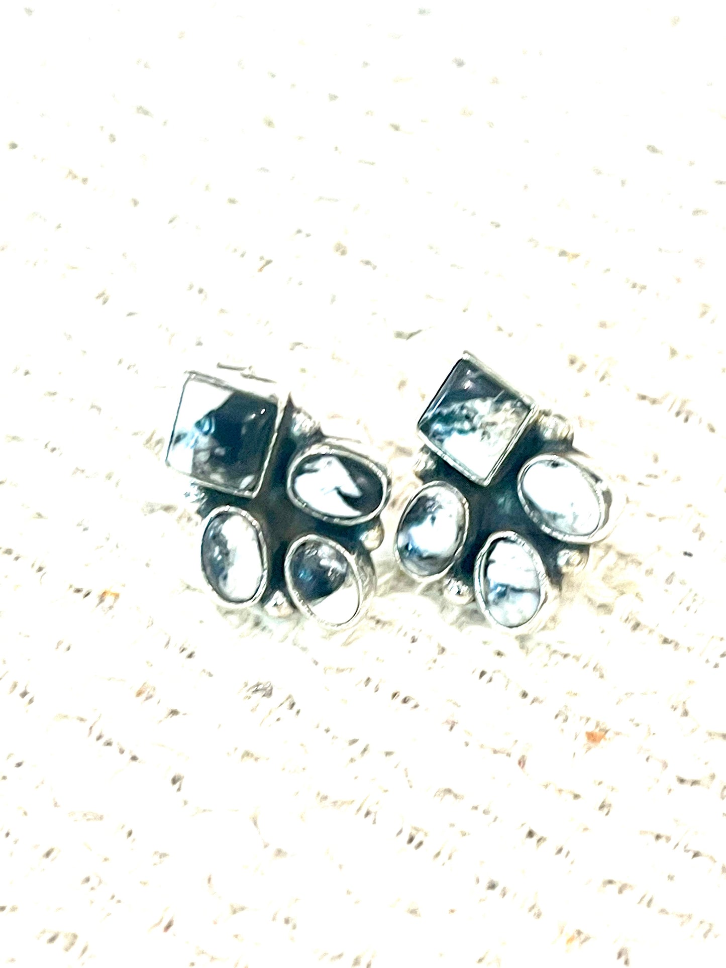 Handcrafted Sterling Silver & White Buffalo Stud Earrings