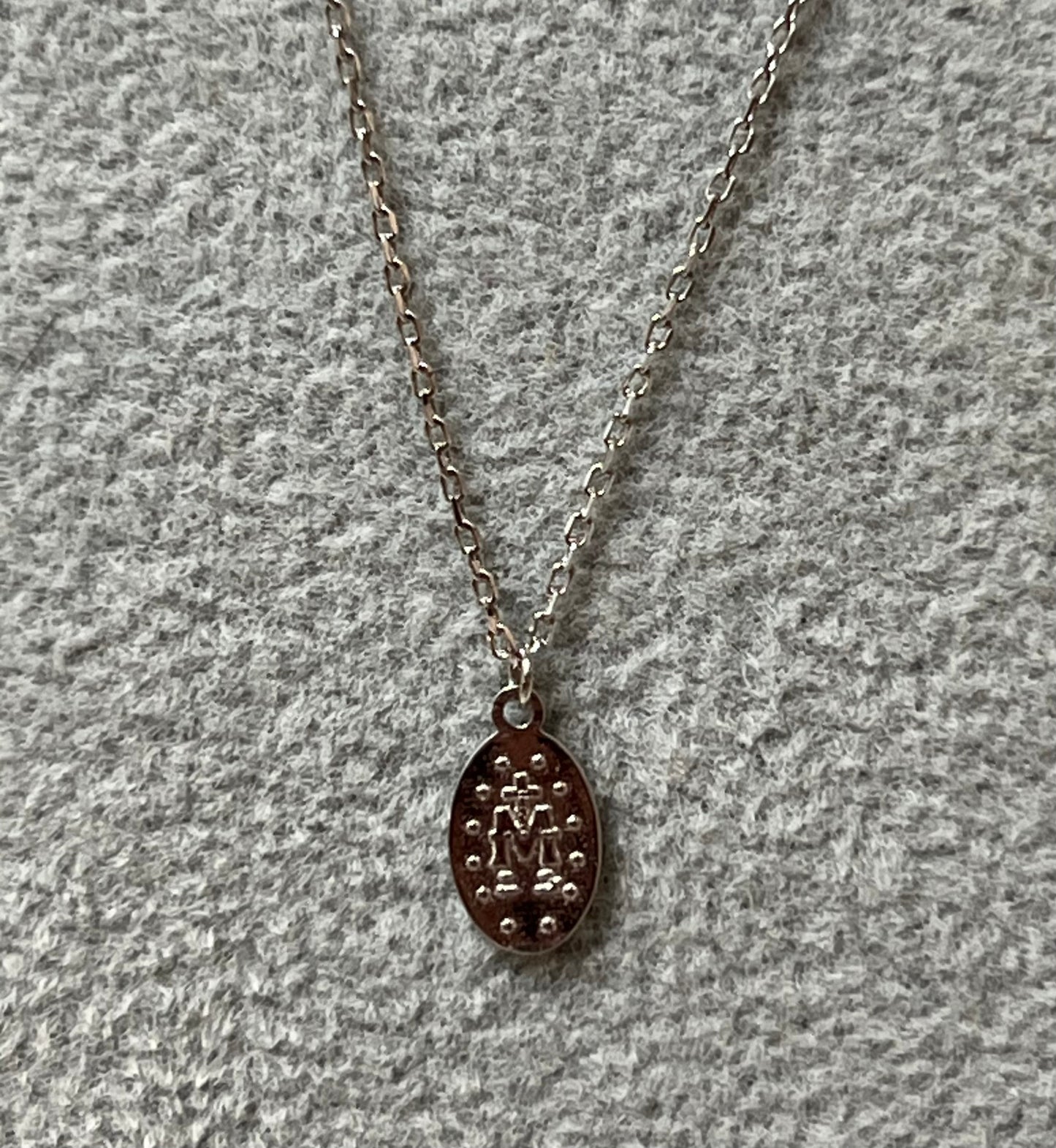 Sterling Silver Saint Mary Charm Necklace