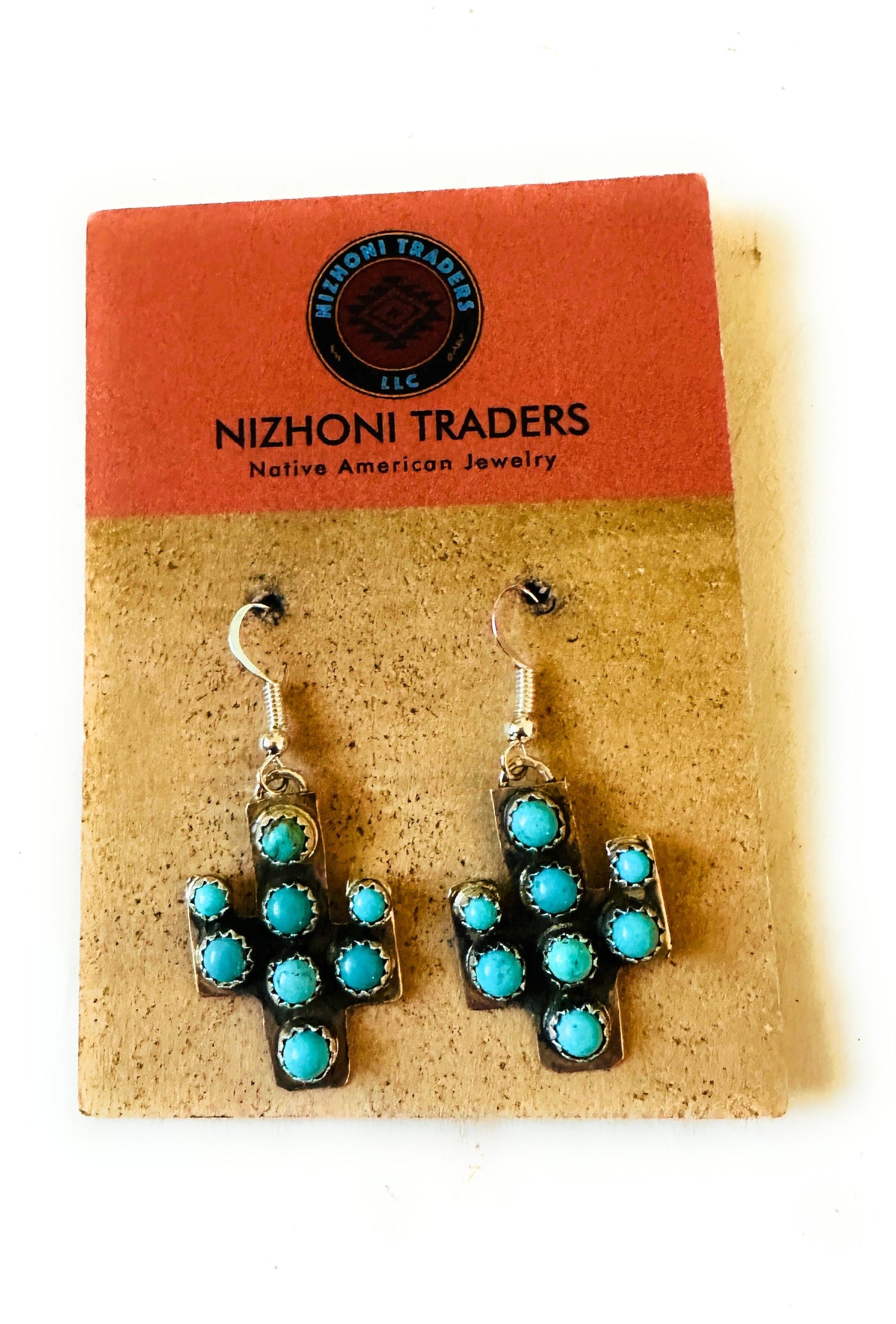 Handcrafted Sterling Silver & Turquoise Cactus Dangle Earrings