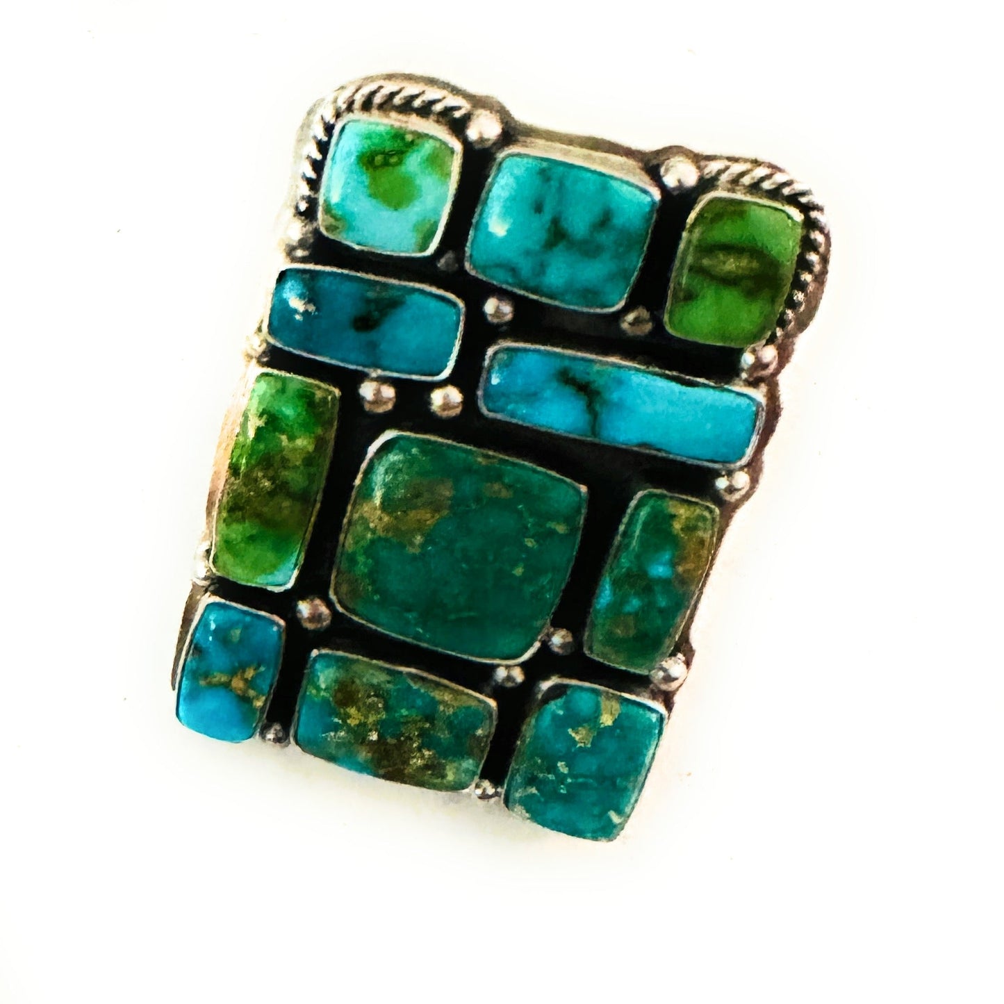 Handcrafted Sonoran Mountain Turquoise & Sterling Silver Adjustable Cluster Ring