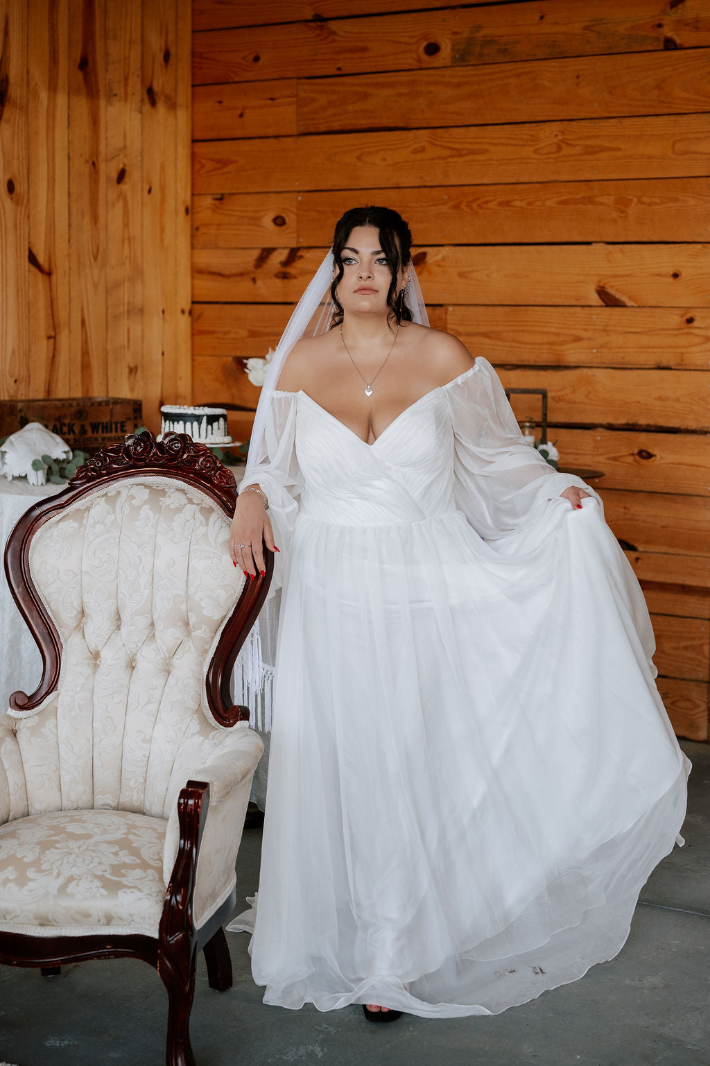 The Jenny– Custom Off-the-Shoulder Western Wedding Dress