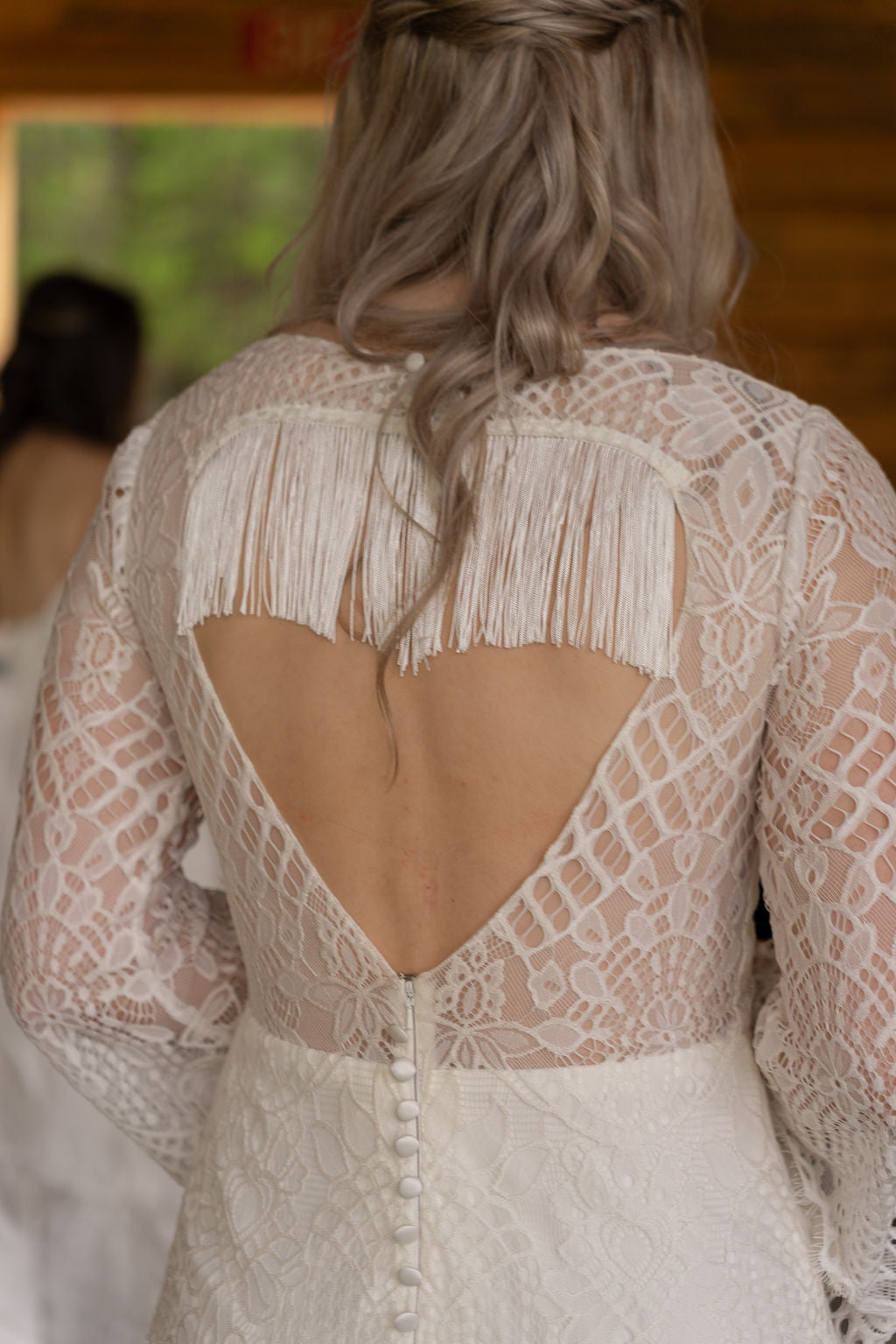 The Jolene Gown– Custom Boho Lace Western Wedding Dress with Bell Sleeves