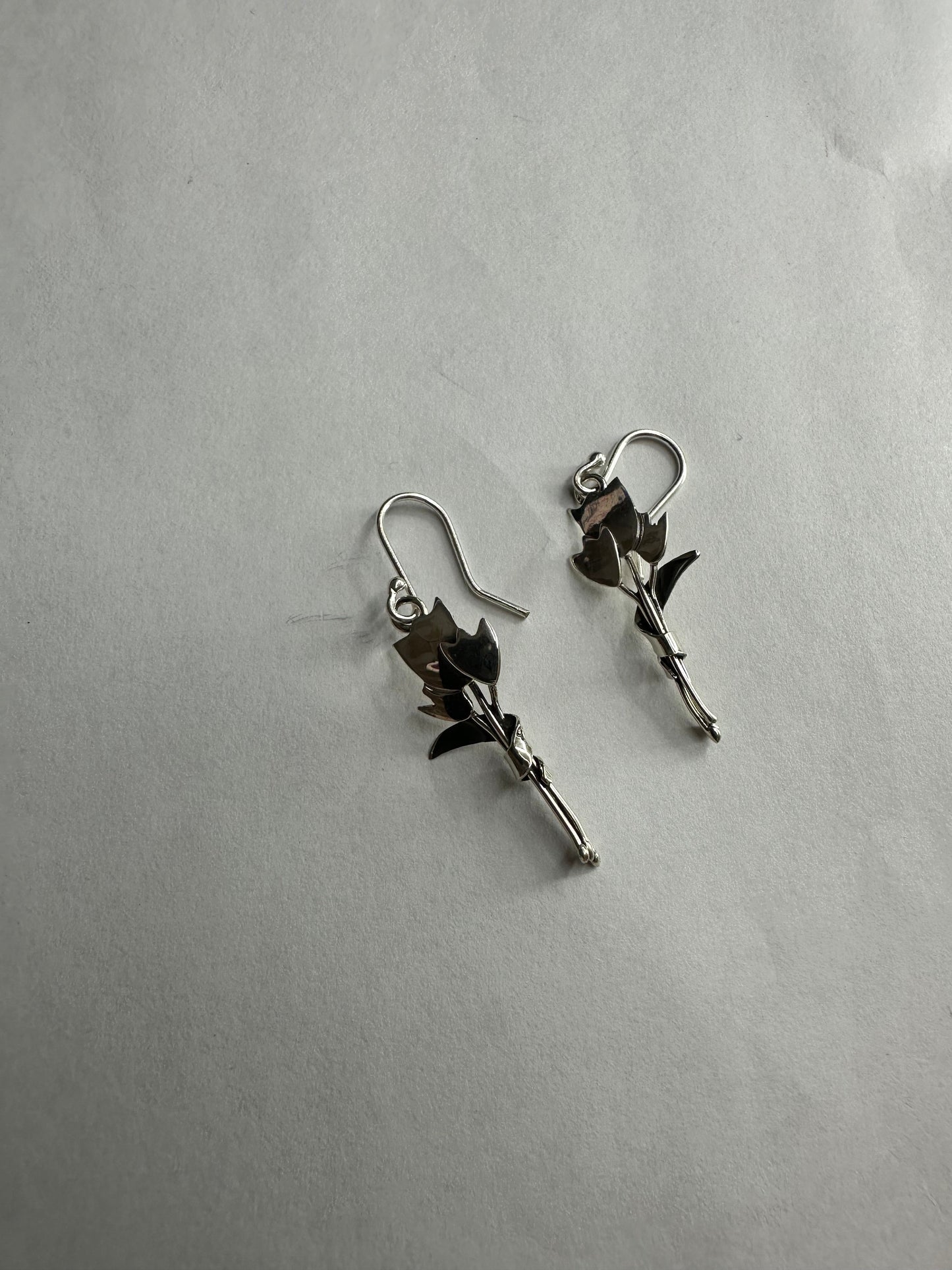 Tulip Flower Bouquet Sterling Silver Earrings