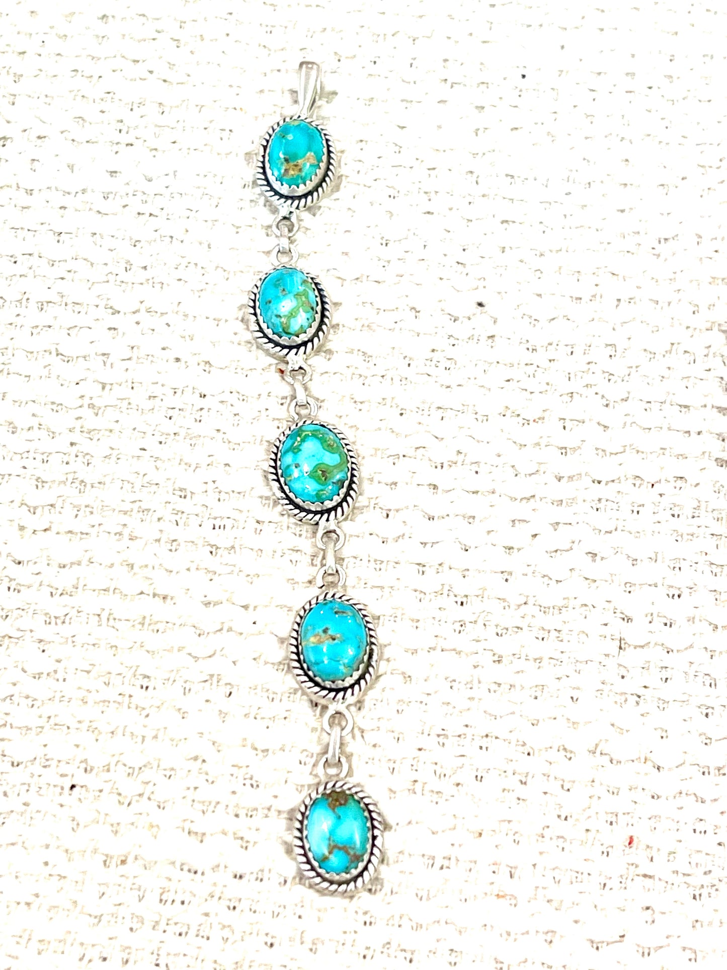Handmade Sterling Silver & Sonoran Mountain 5 Stone Turquoise Pendant