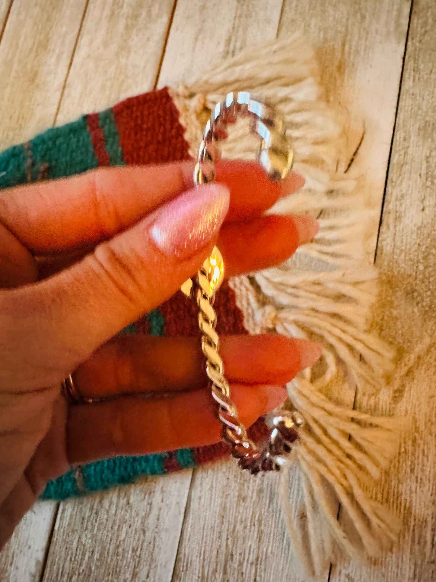 Handcrafted Turquoise & Twisted Sterling Silver Cuff Bracelet