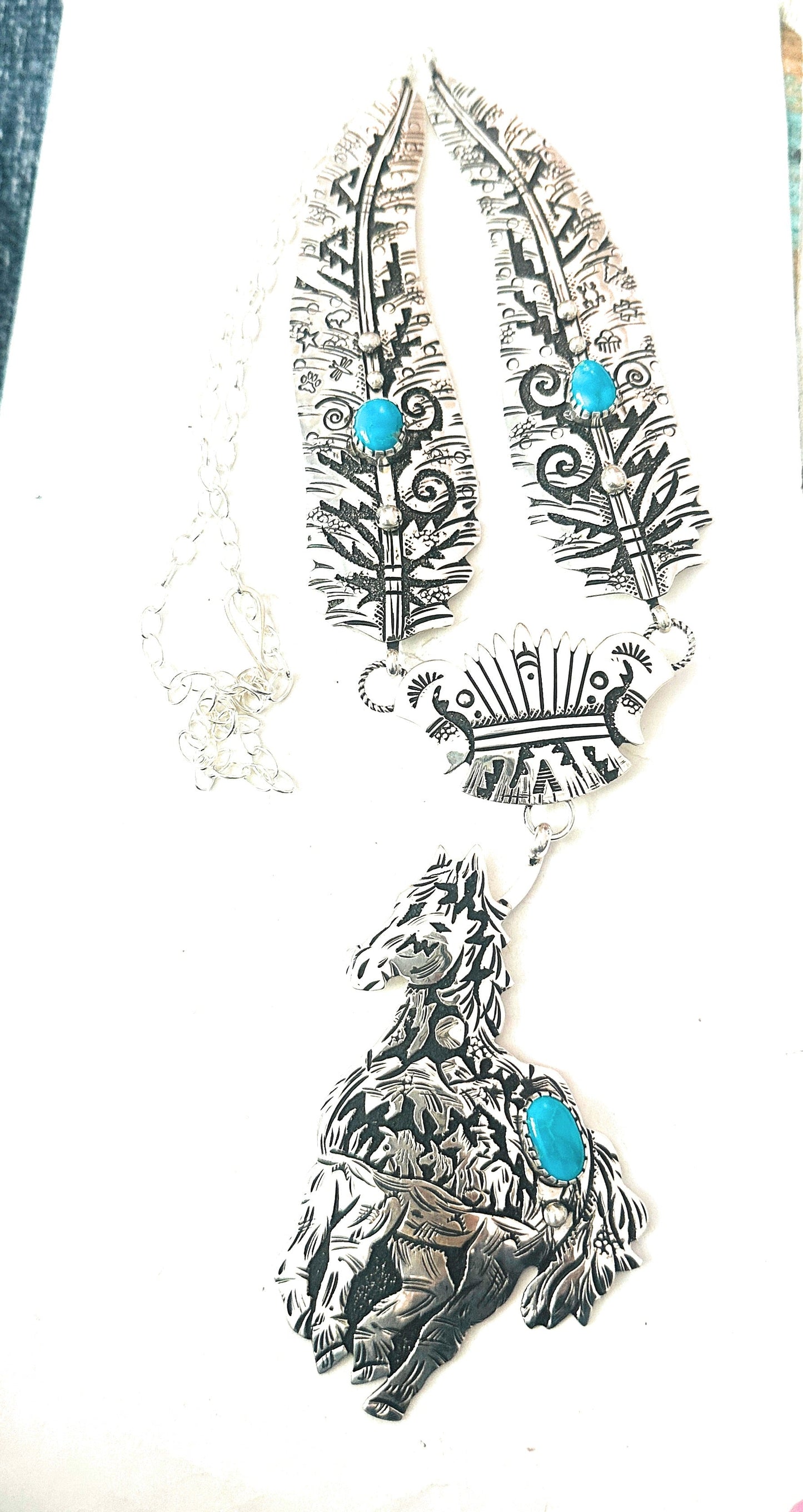 Handcrafted Sterling Silver & Turquoise Horse Necklace by Richard Singer