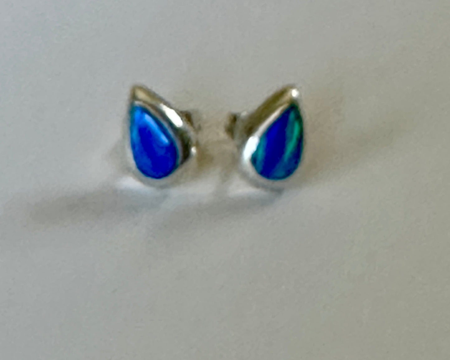 Petite Dark Blue Opal Teardrop Studs