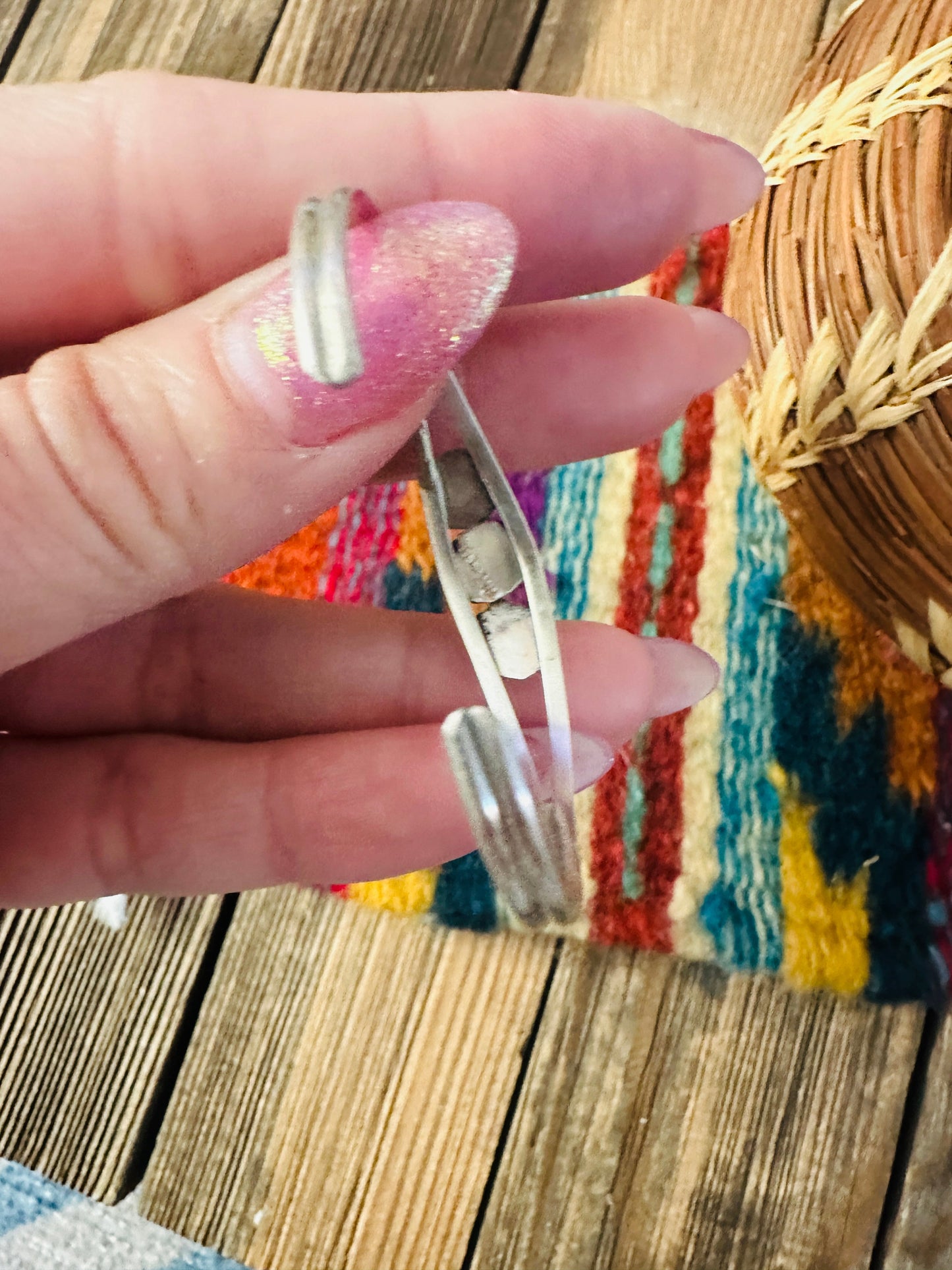 Handcrafted Coral & Sterling Silver Baby Cuff Bracelet