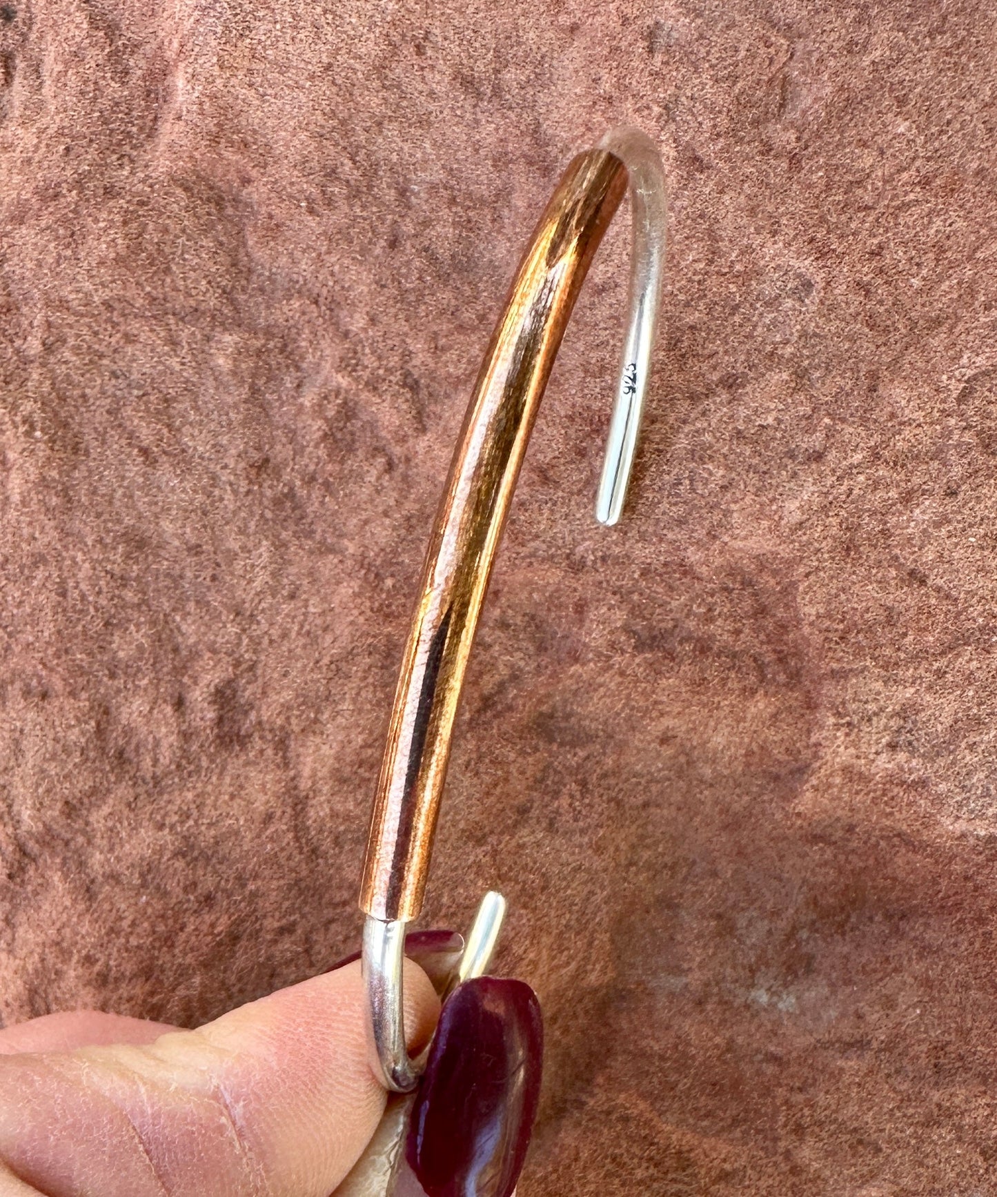 Simple Sterling Silver Cuff Bracelet w/ Copper Finish