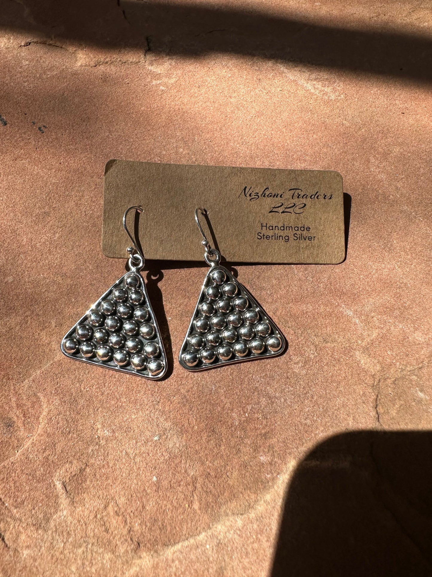 Handmade Sterling Silver Ball Dangle Earrings Signed Nizhoni
