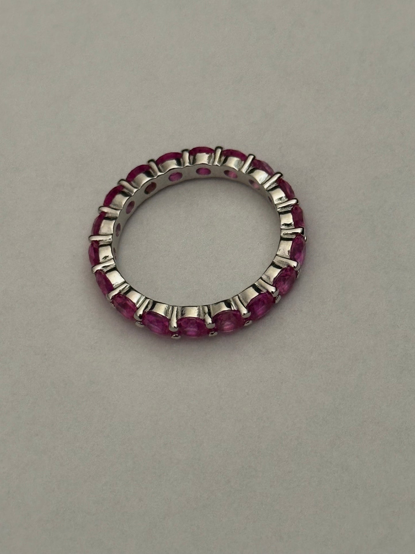 Sterling Silver Hot Pink CZ Eternity Band Ring