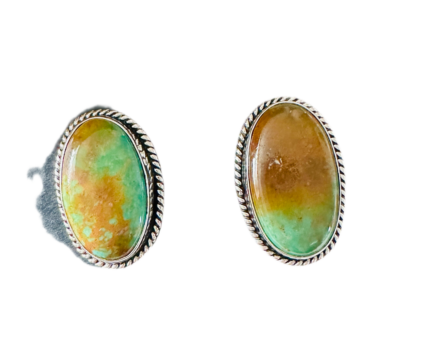 Handcrafted Sterling Silver & Royston Turquoise Post Earrings