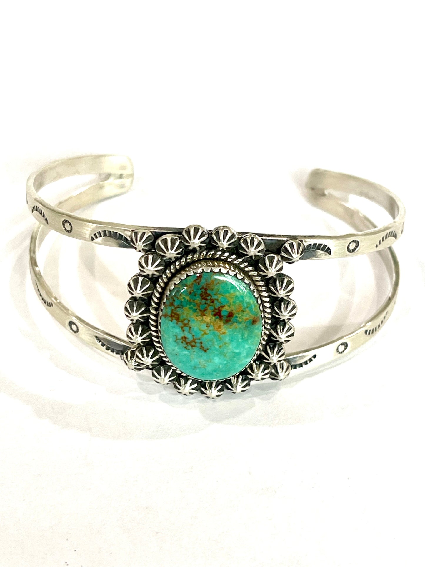 Handmade Sterling Silver & Royston Turquoise Cuff Bracelet