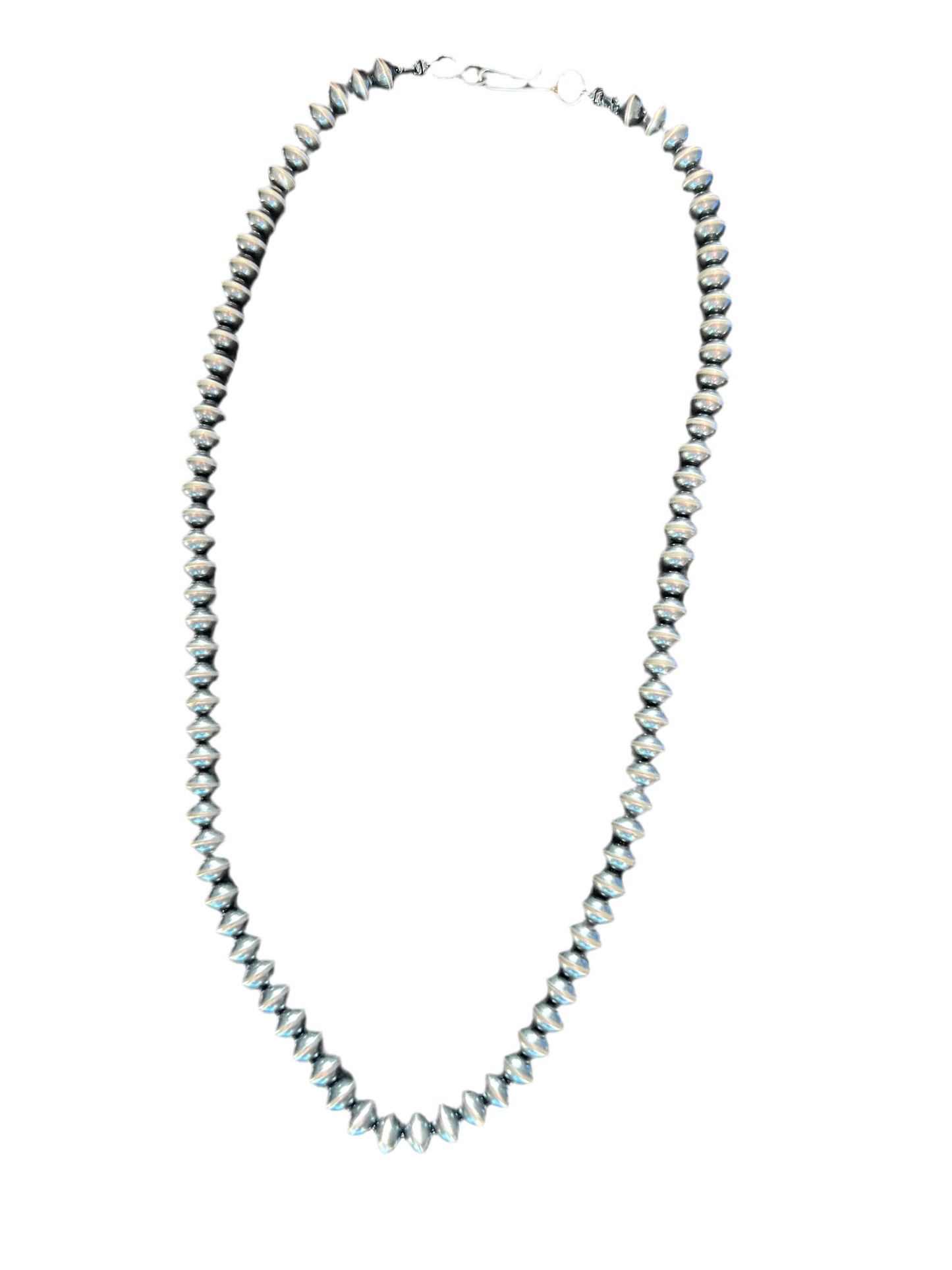 Vinita Cowboy Handmade 8mm Sterling Silver Handcrafted Saucer Pearl Beaded Necklaces