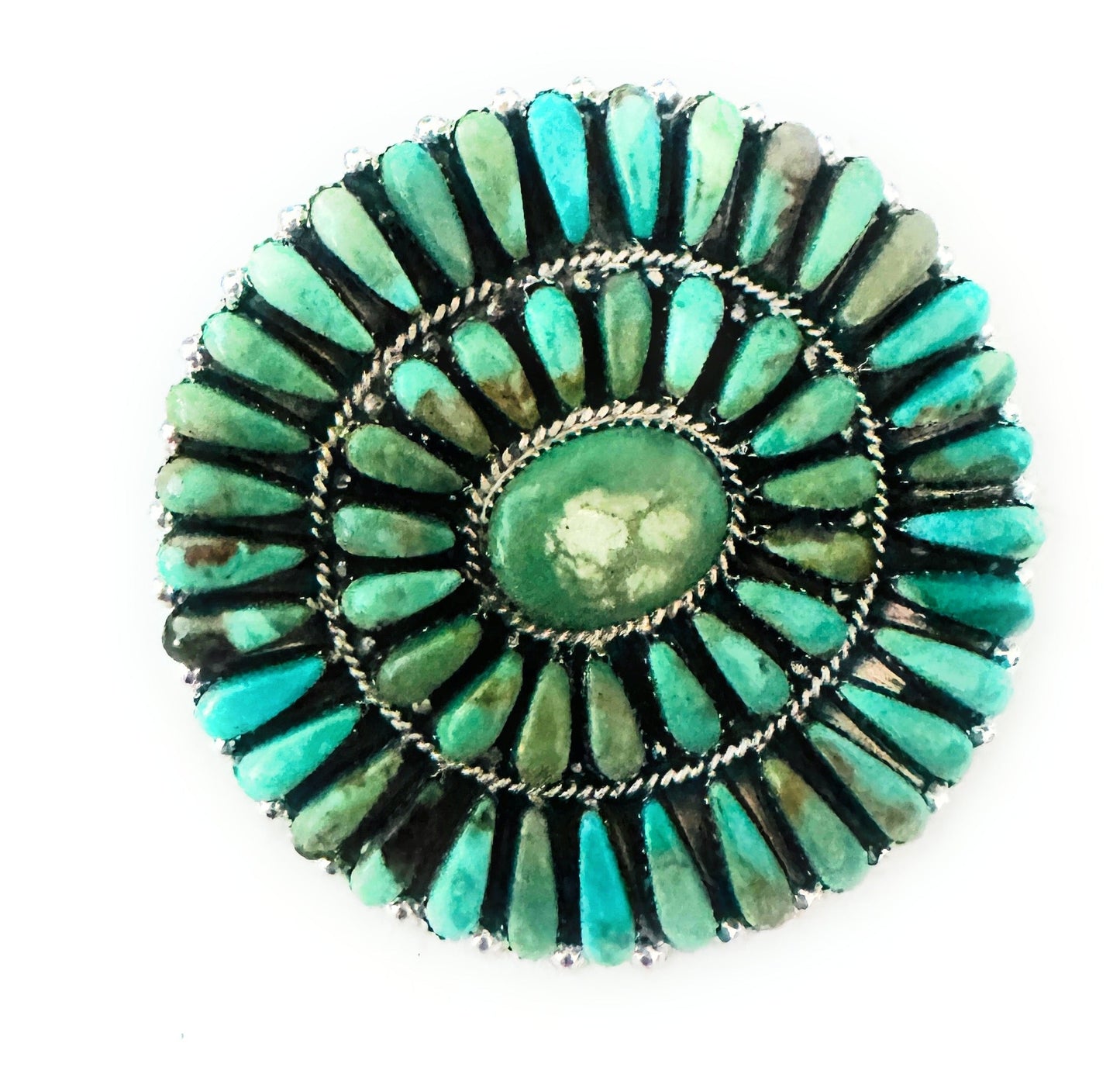 Handcrafted Turquoise & Sterling Silver Cluster Hair Barrette