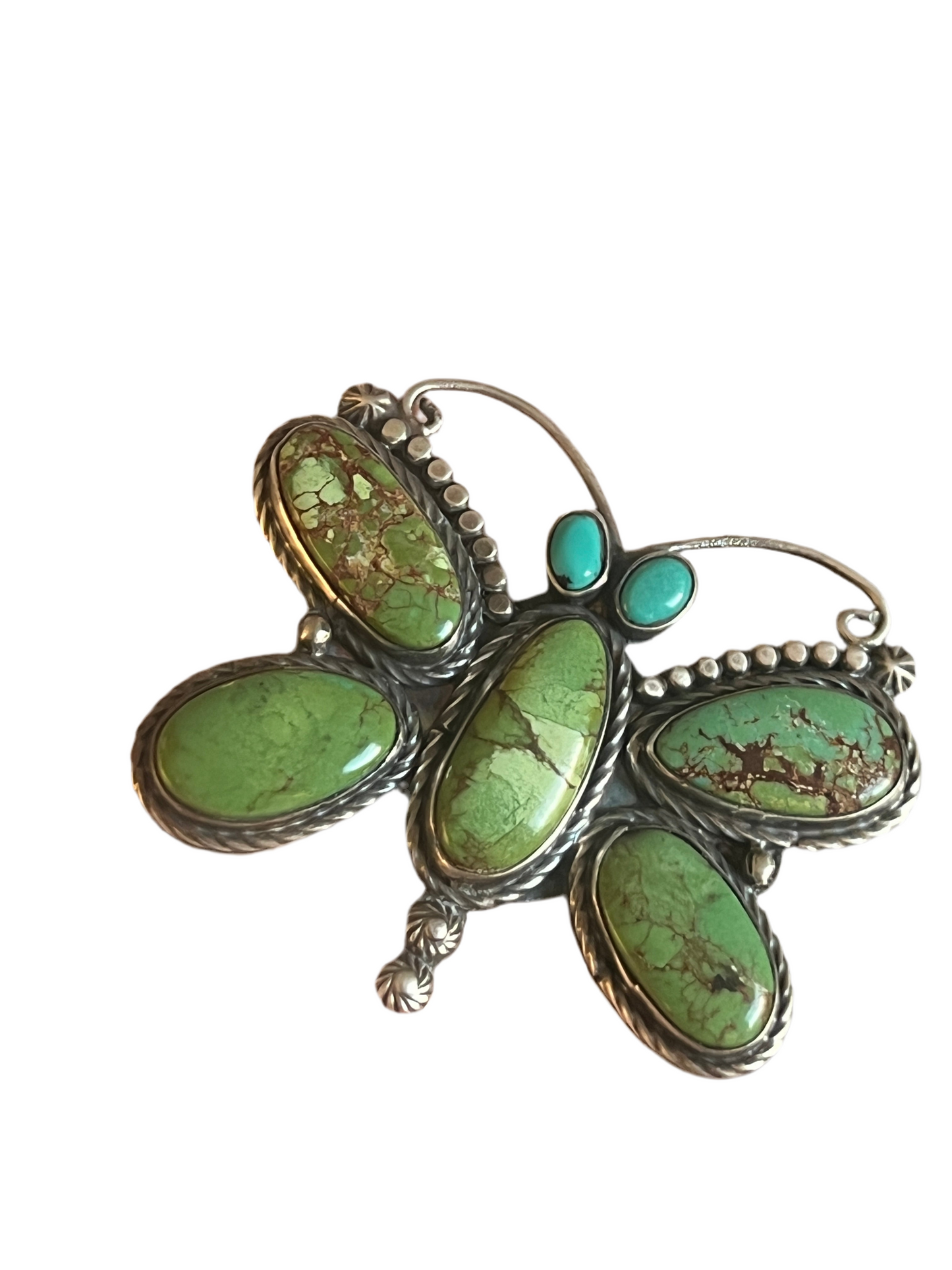 Apache Sterling Silver and Egyptian Turquoise Butterfly Ring by Rosella Paxson, Size 9.5