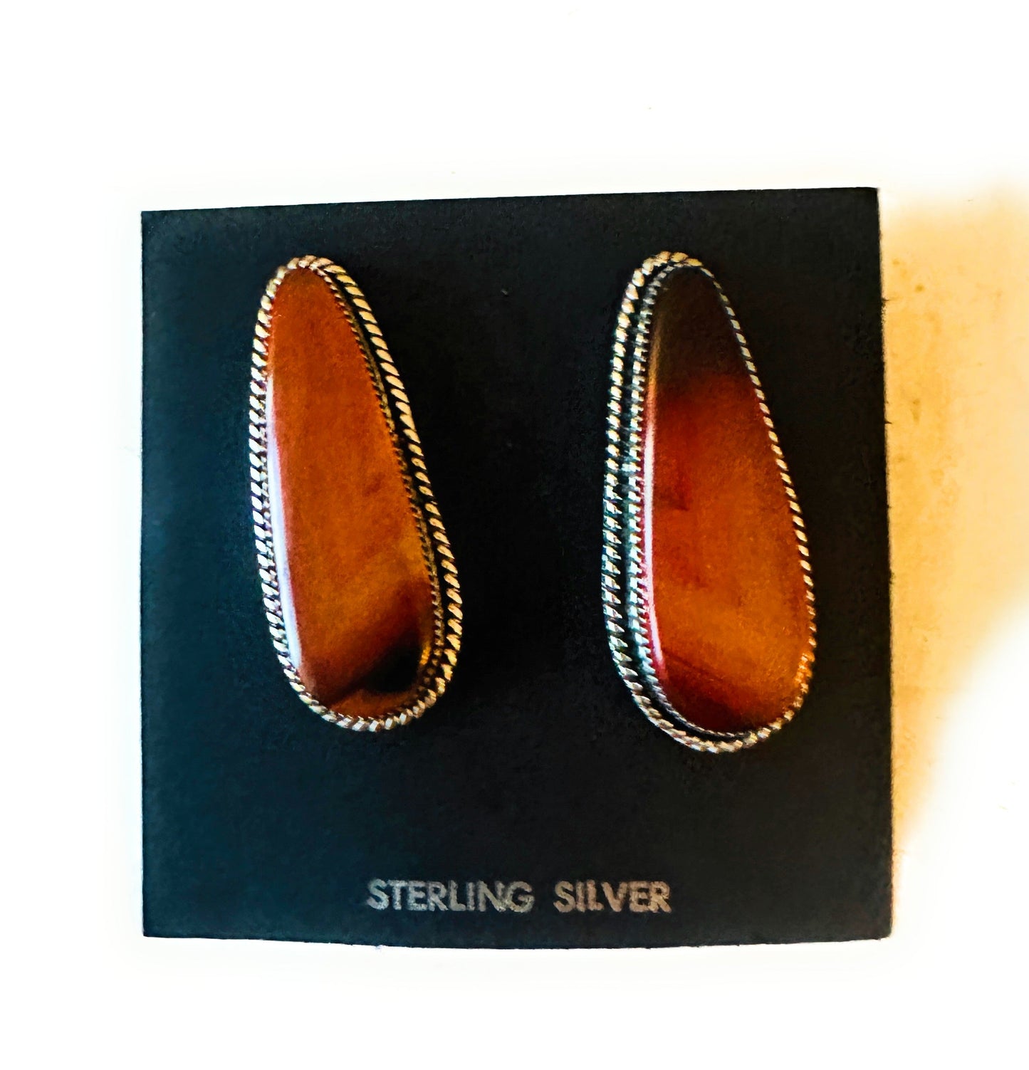 Handcrafted Jasper Sterling Silver Post Earrings Signed