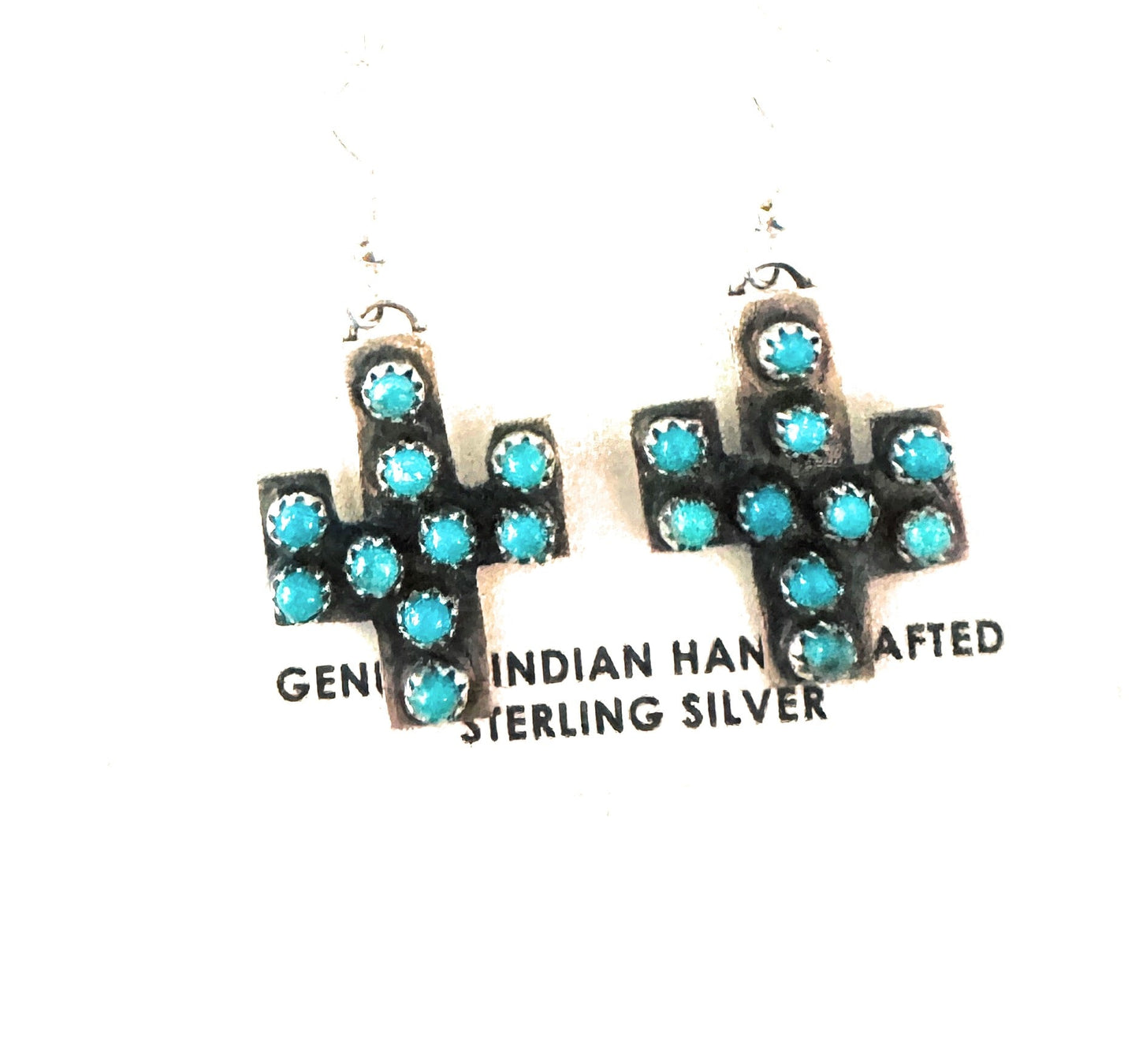 Handcrafted Sterling Silver & Turquoise Cactus Dangle Earrings