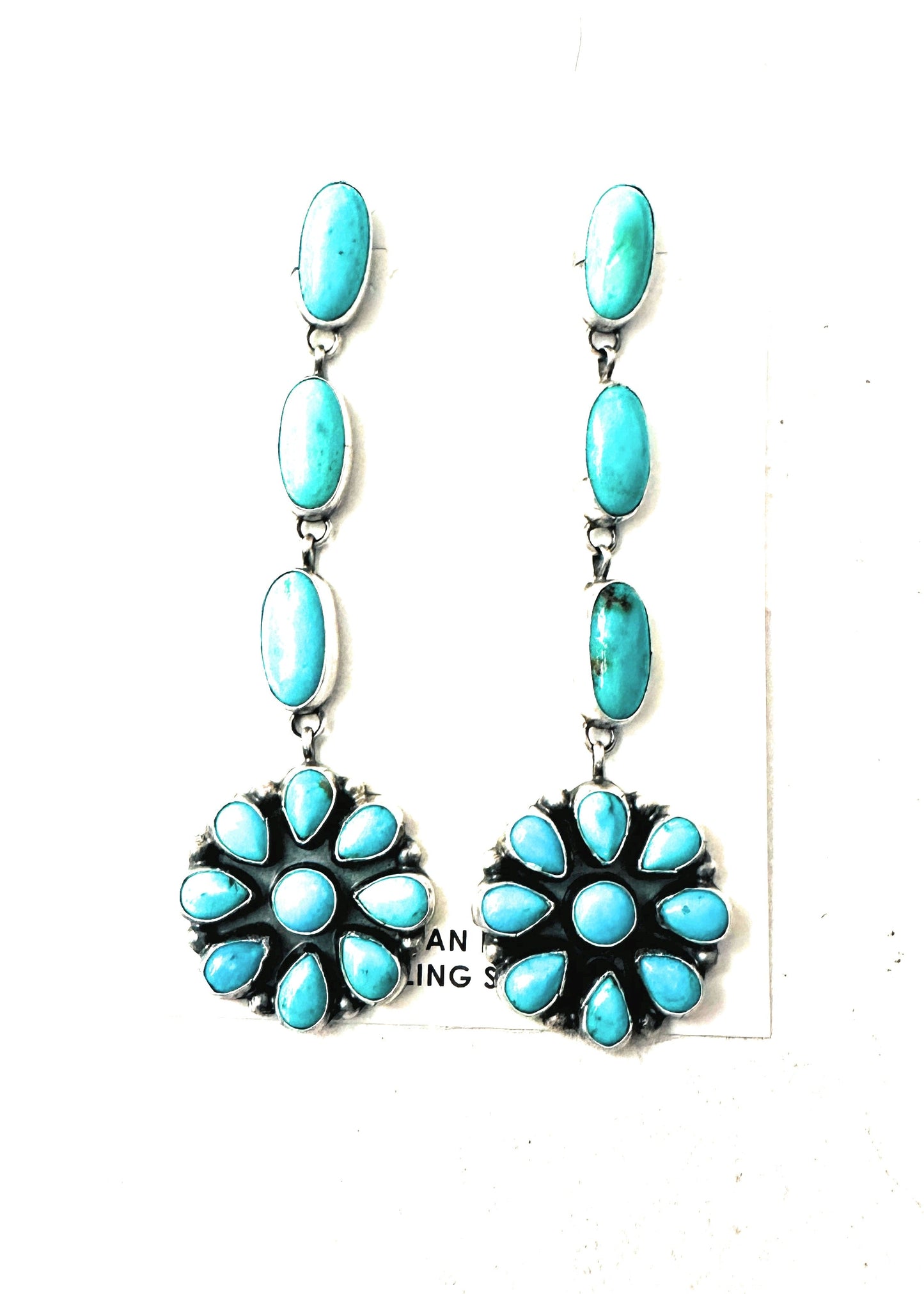 Handcrafted Sterling Silver & Sleeping Beauty Turquoise Cluster Dangle Earrings