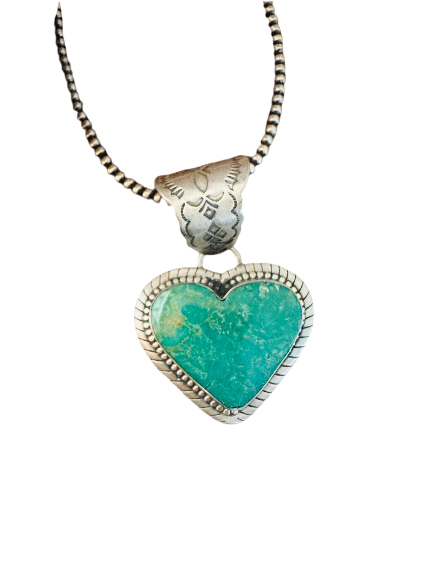 Handmade Turquoise & Sterling Silver Heart Pendant