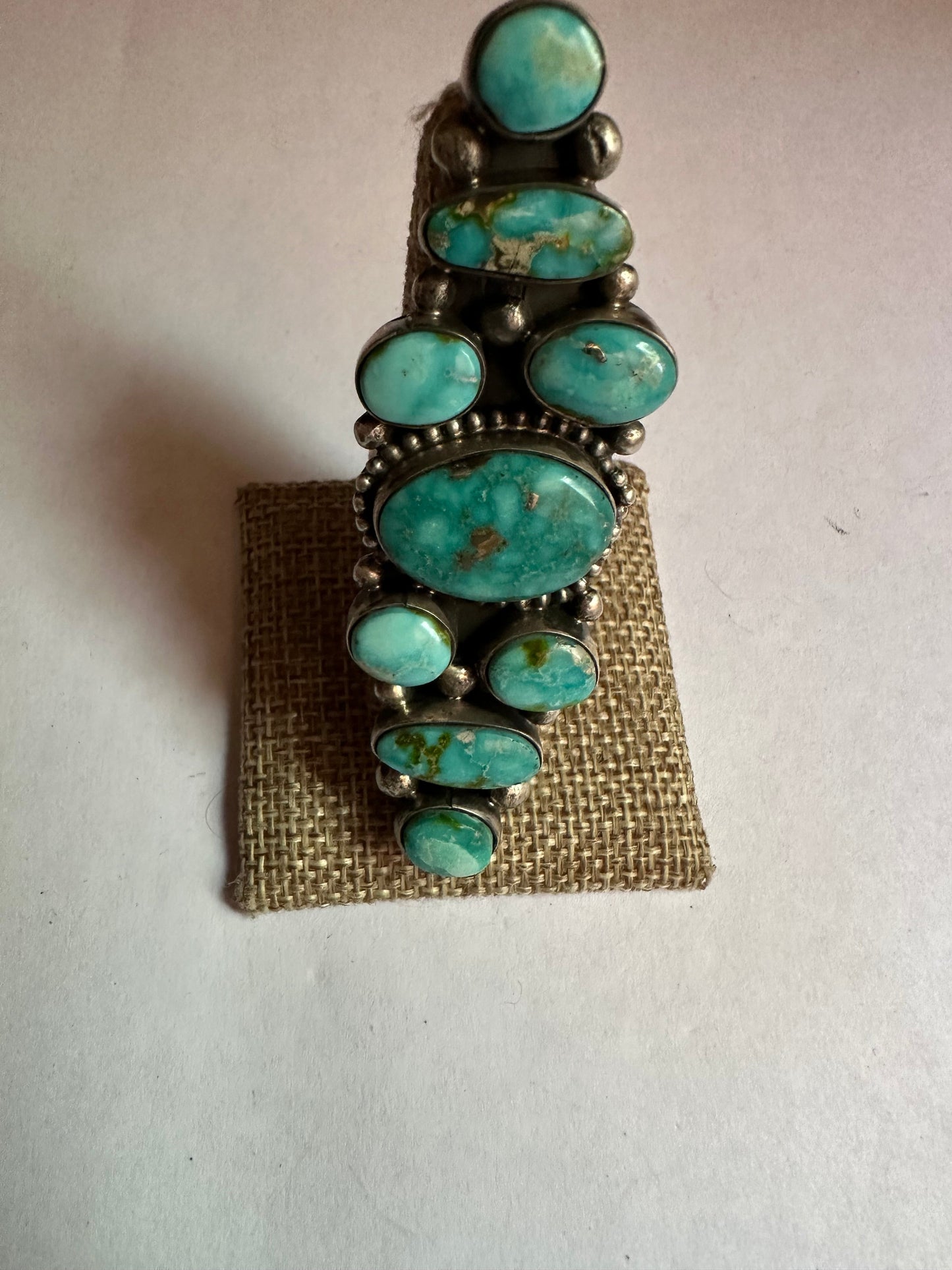 Handcrafted Blue BirdTurquoise & Sterling Silver Ring Size 8.5 Signed