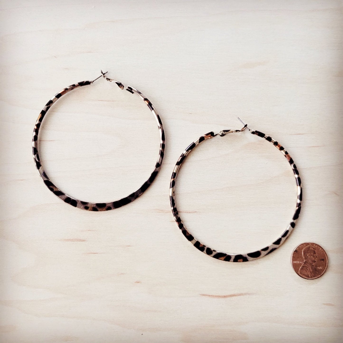 Extra Large Stainless Steel Leopard Hoop Earrings 219cd