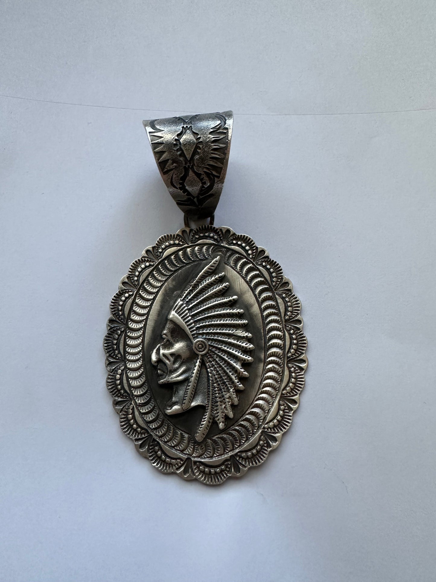 Beautiful Handcrafted Sterling Silver Chief Pendant Signed