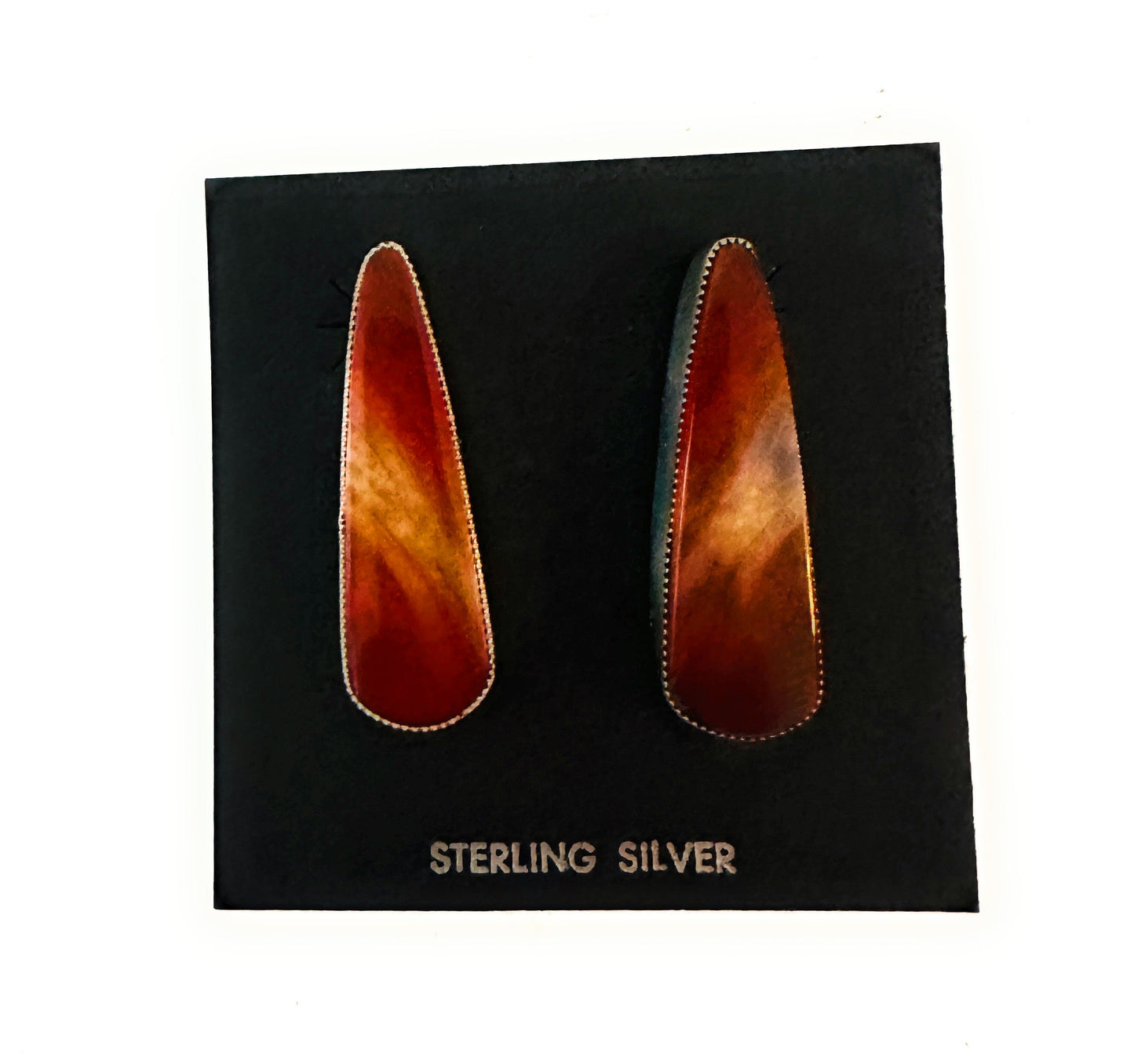 Handcrafted Jasper Sterling Silver Post Earrings Signed