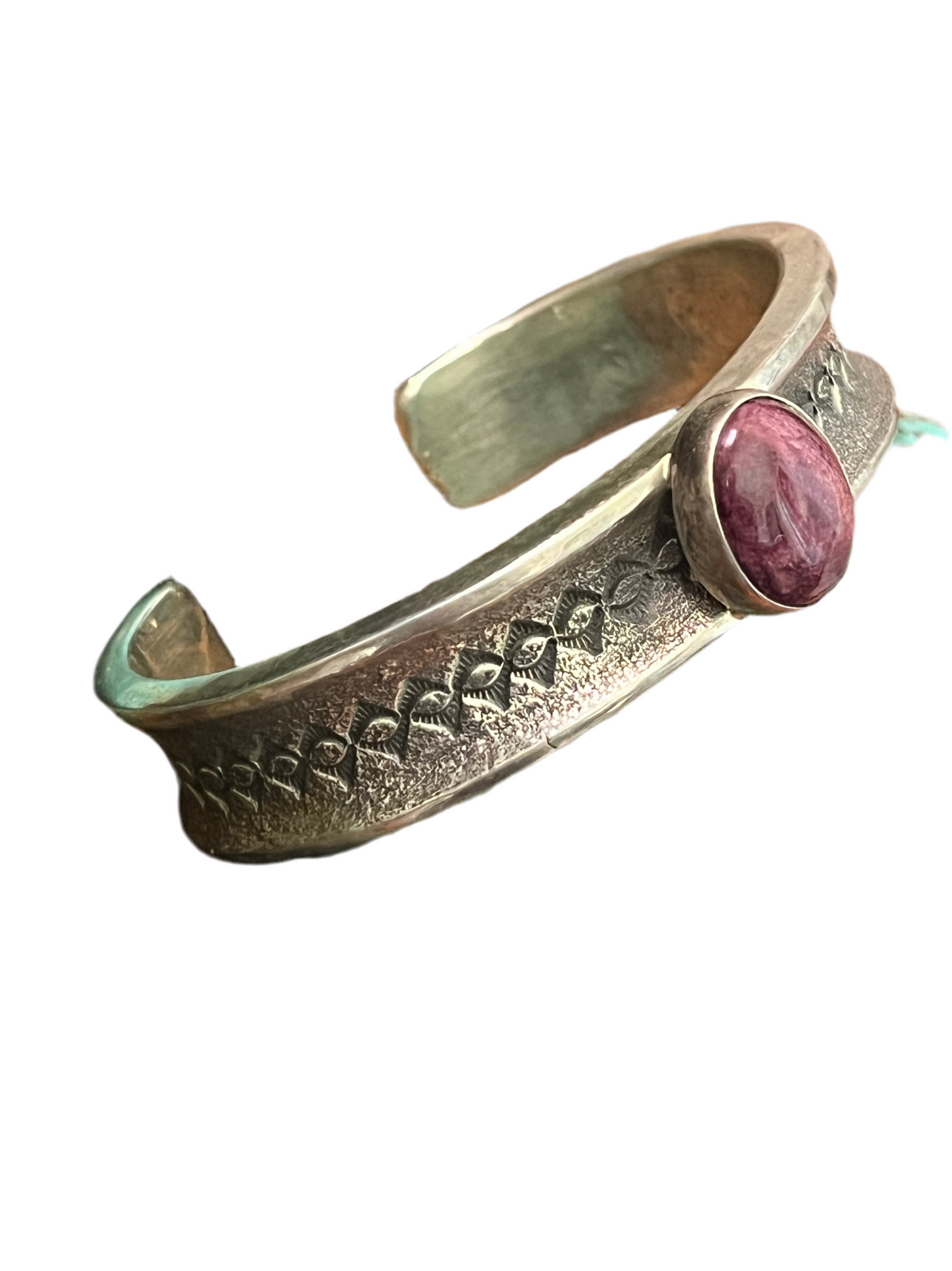 Handcrafted Sterling Silver and Purple Spiny Oyster Tufa Cast Cuff by Gary Custer