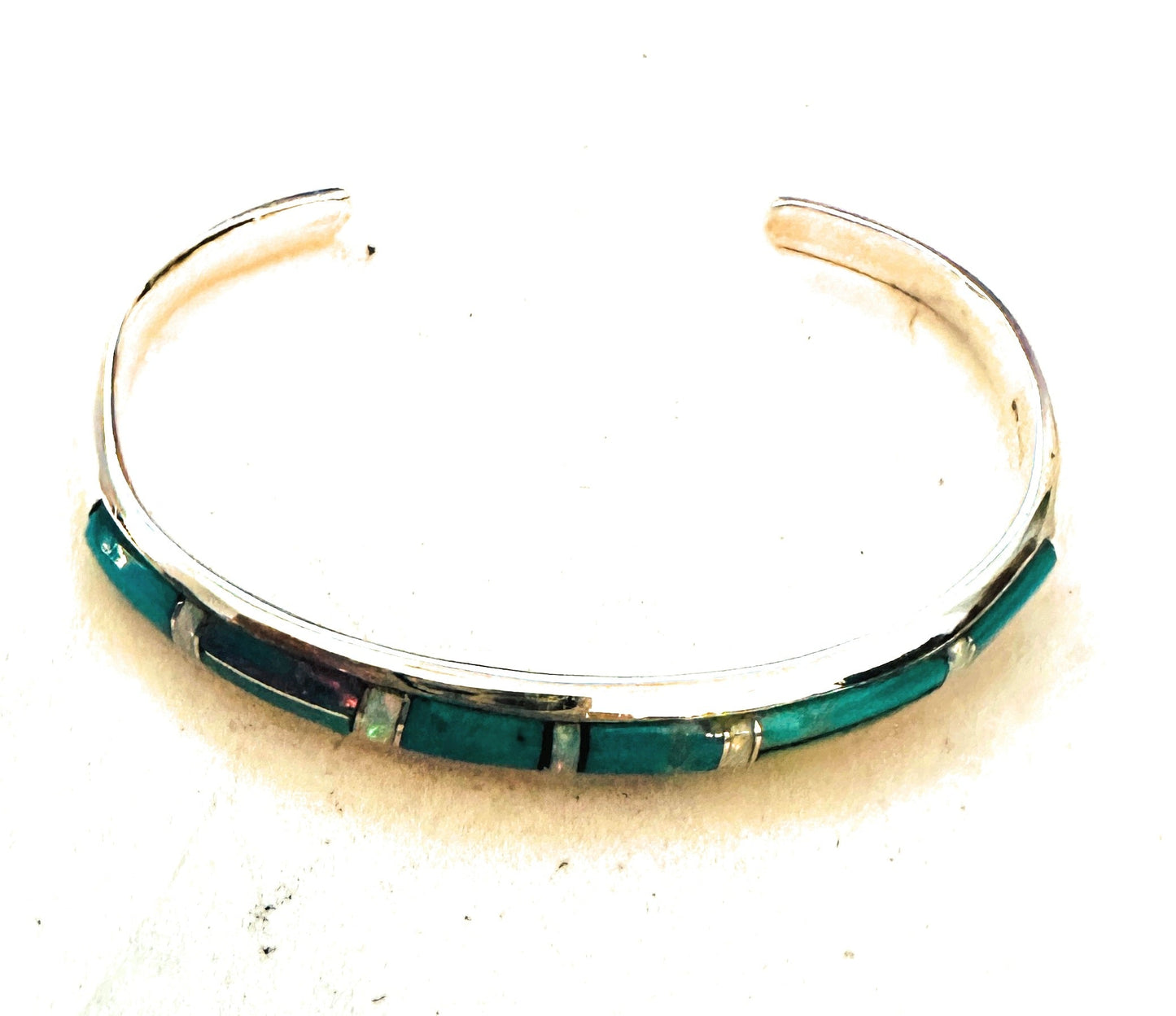 Handcrafted Sonoran Mountain Turquoise & Sterling Silver Inlay Cuff Bracelet