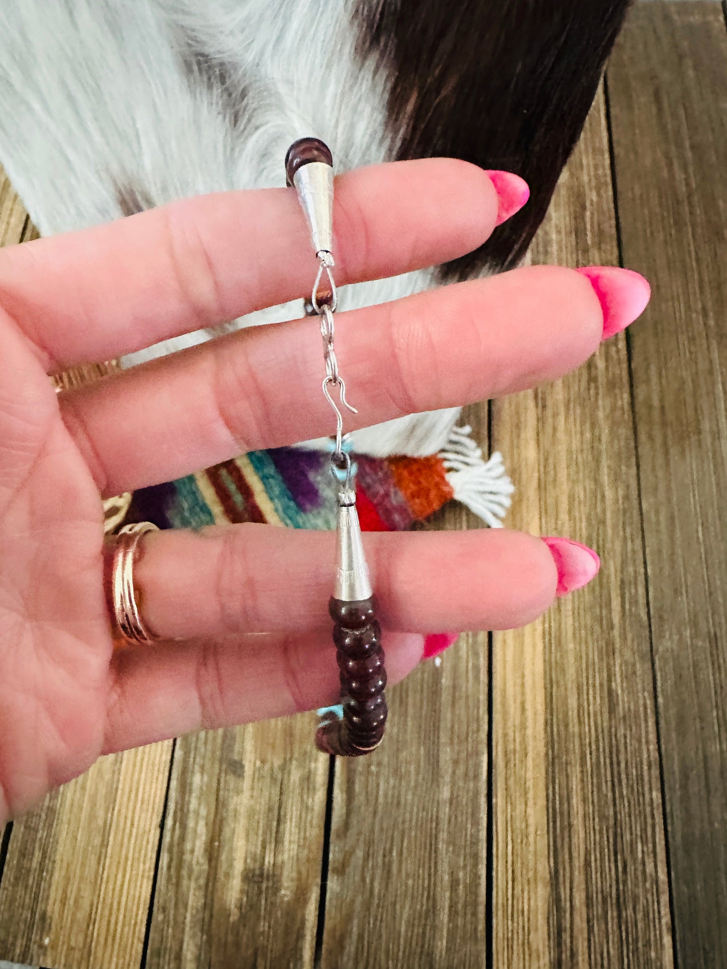 Handcrafted Multi Stone & Sterling Silver Beaded 16” Necklace by T & R Singer