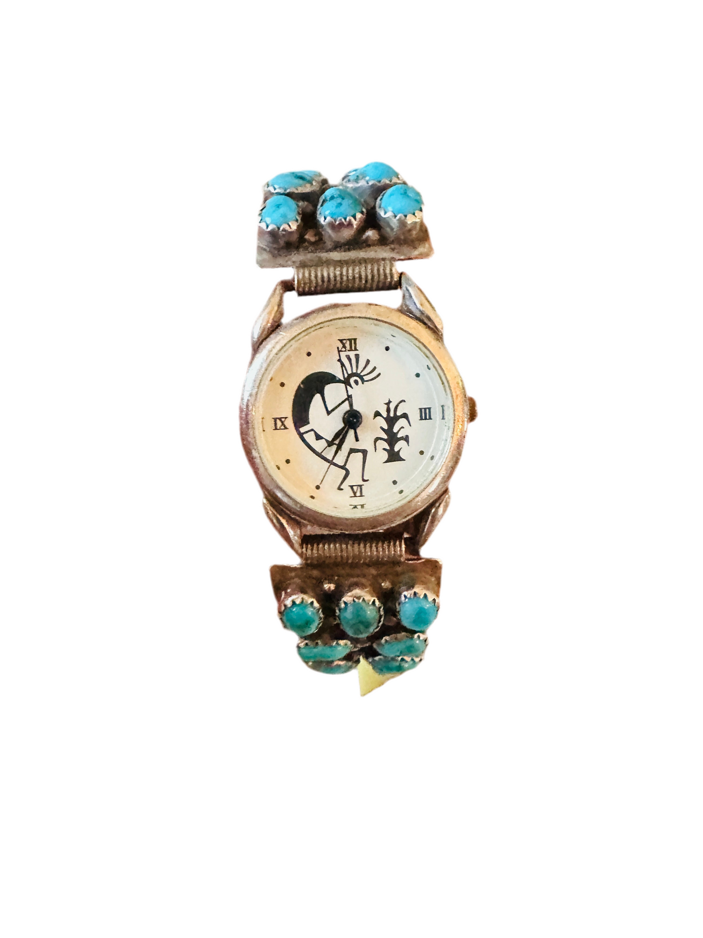 Old Pawn Vintage Handcrafted Turquoise & Sterling Silver Watch-
