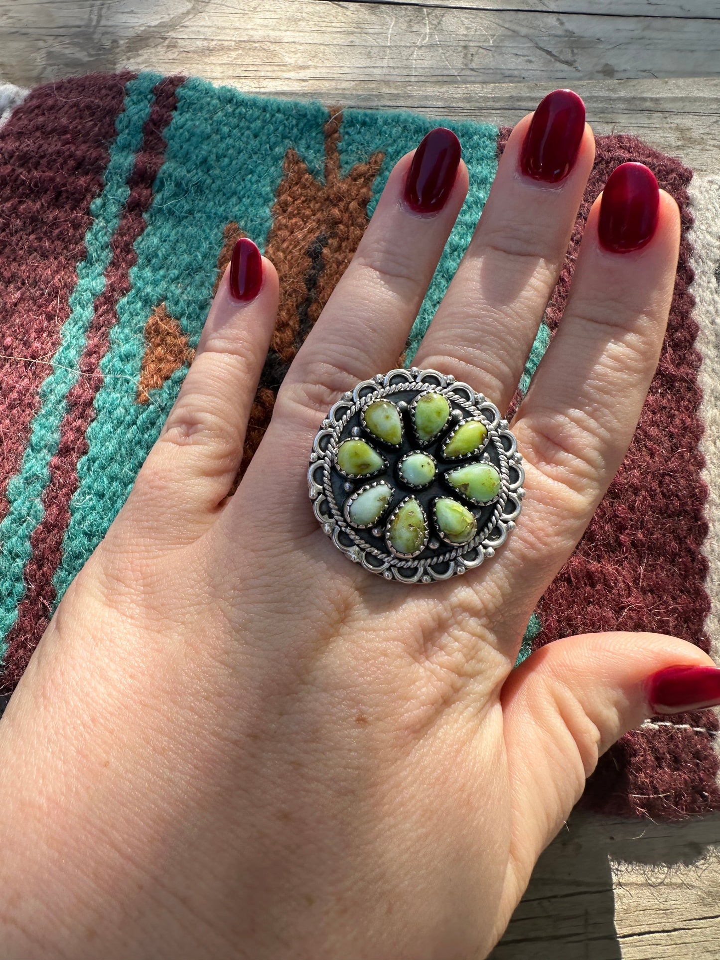 Handmade Palomino Turquoise & Sterling Adjustable Ring