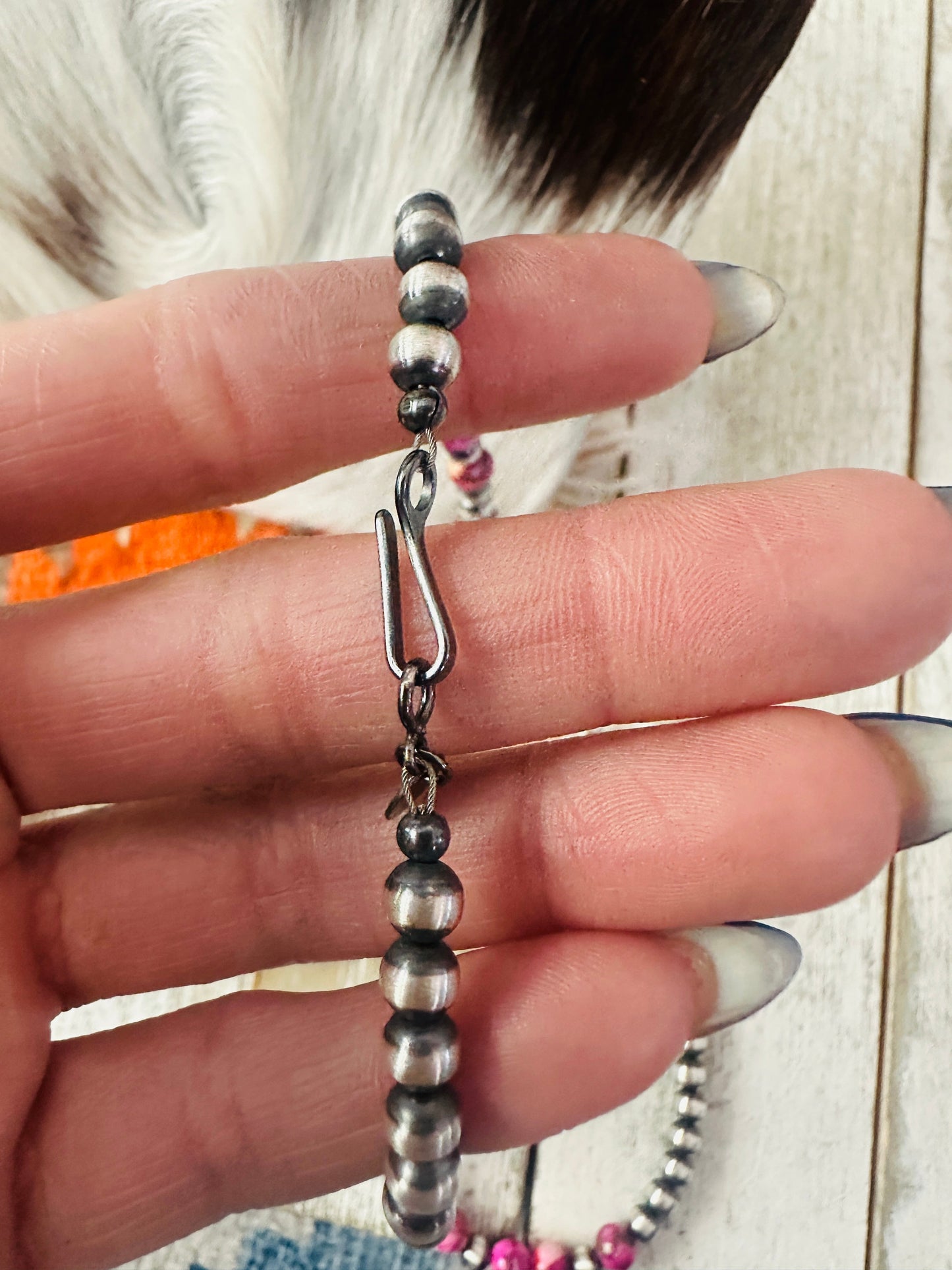 Handcrafted Sterling Silver & Pink Dream Mojave Beaded Necklace