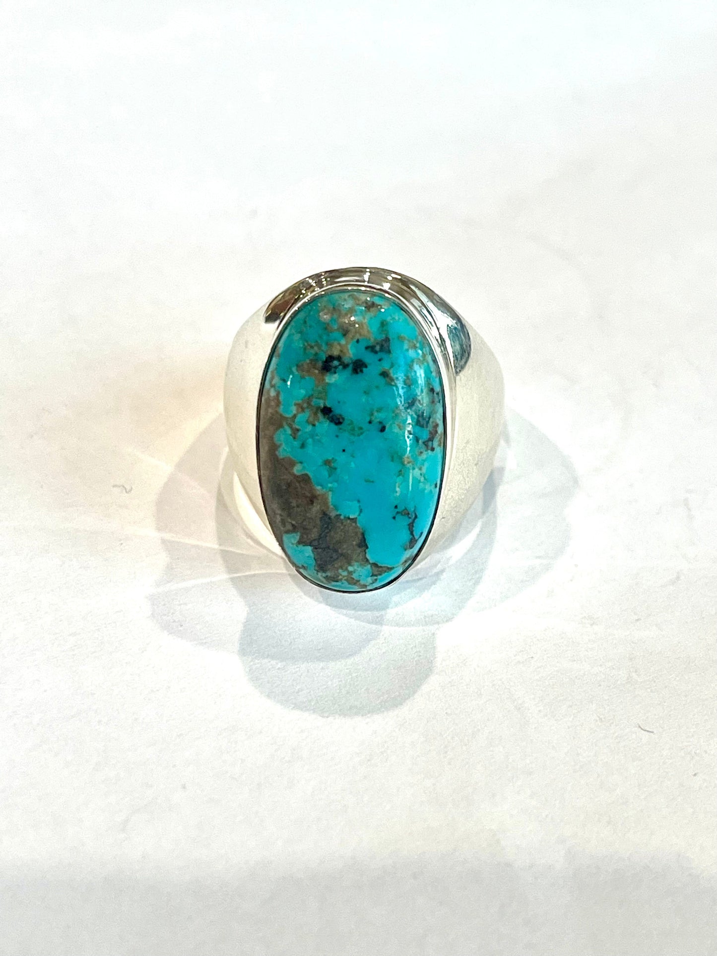 Handcrafted Turquoise & Sterling Silver Ring Size 11