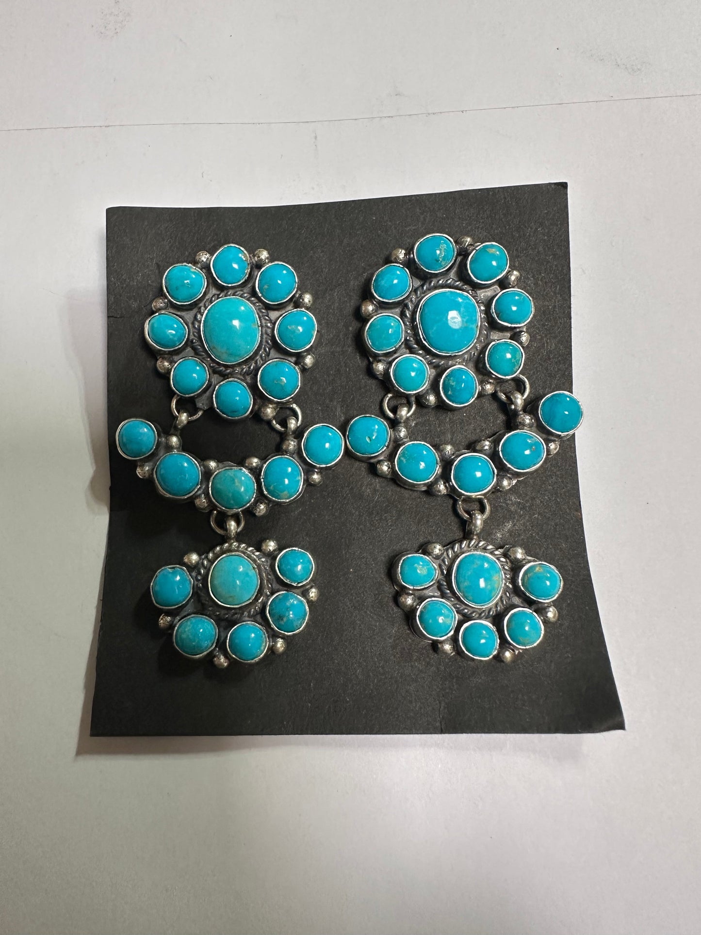 Handcrafted Turquoise and Sterling Silver Dangle Earrings Signed C Yazzie