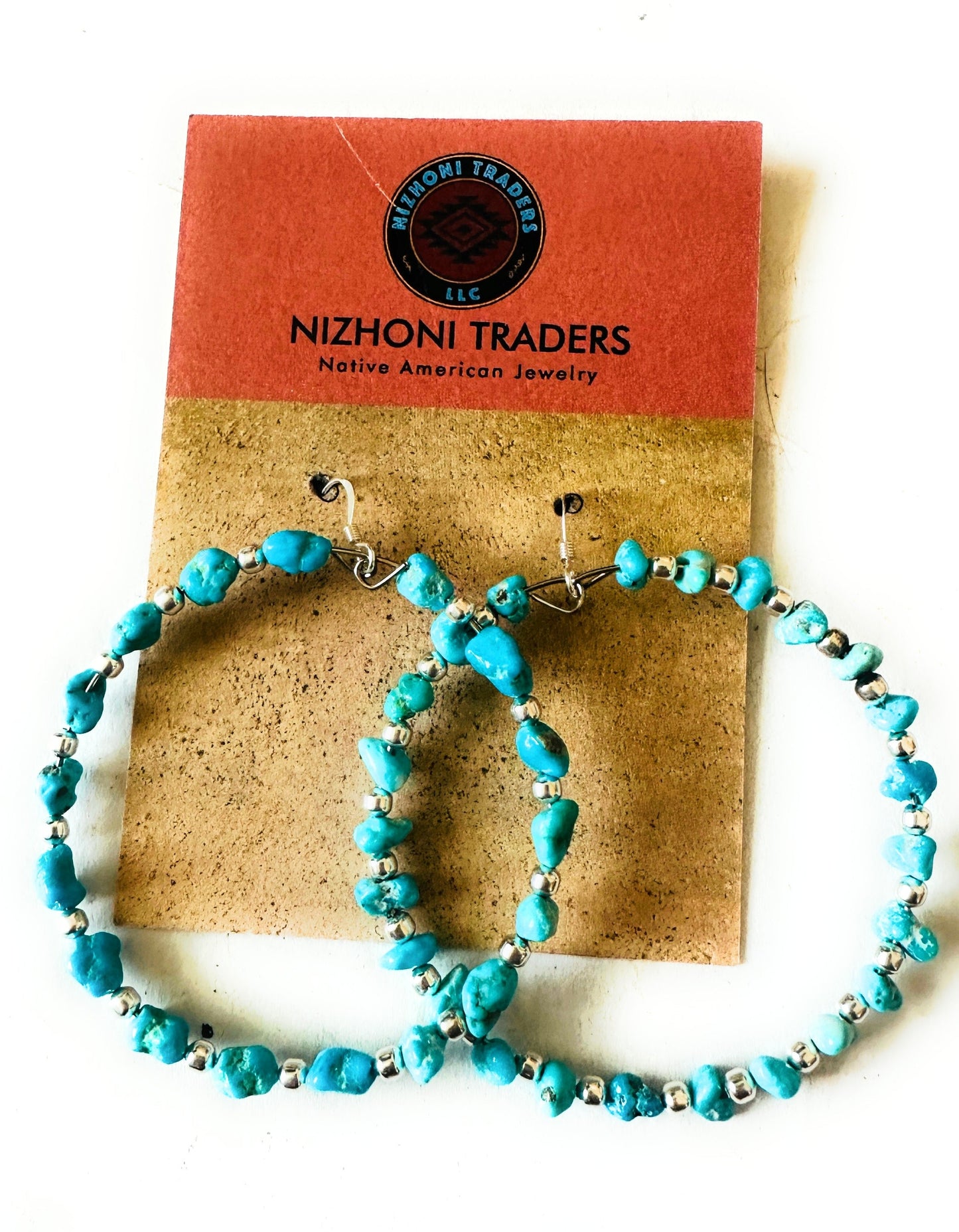 Handcrafted Turquoise & Sterling Silver Dangle Hoop Earrings Leslies Fav 🩵