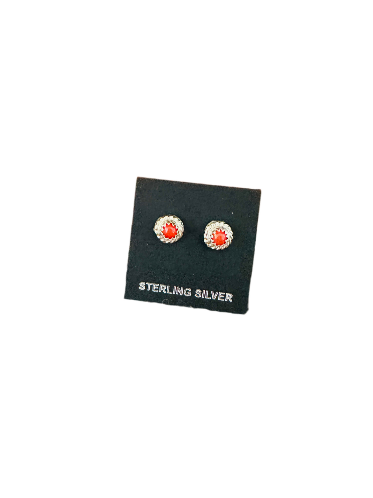 Handcrafted Coral and Sterling Silver Stud Earrings