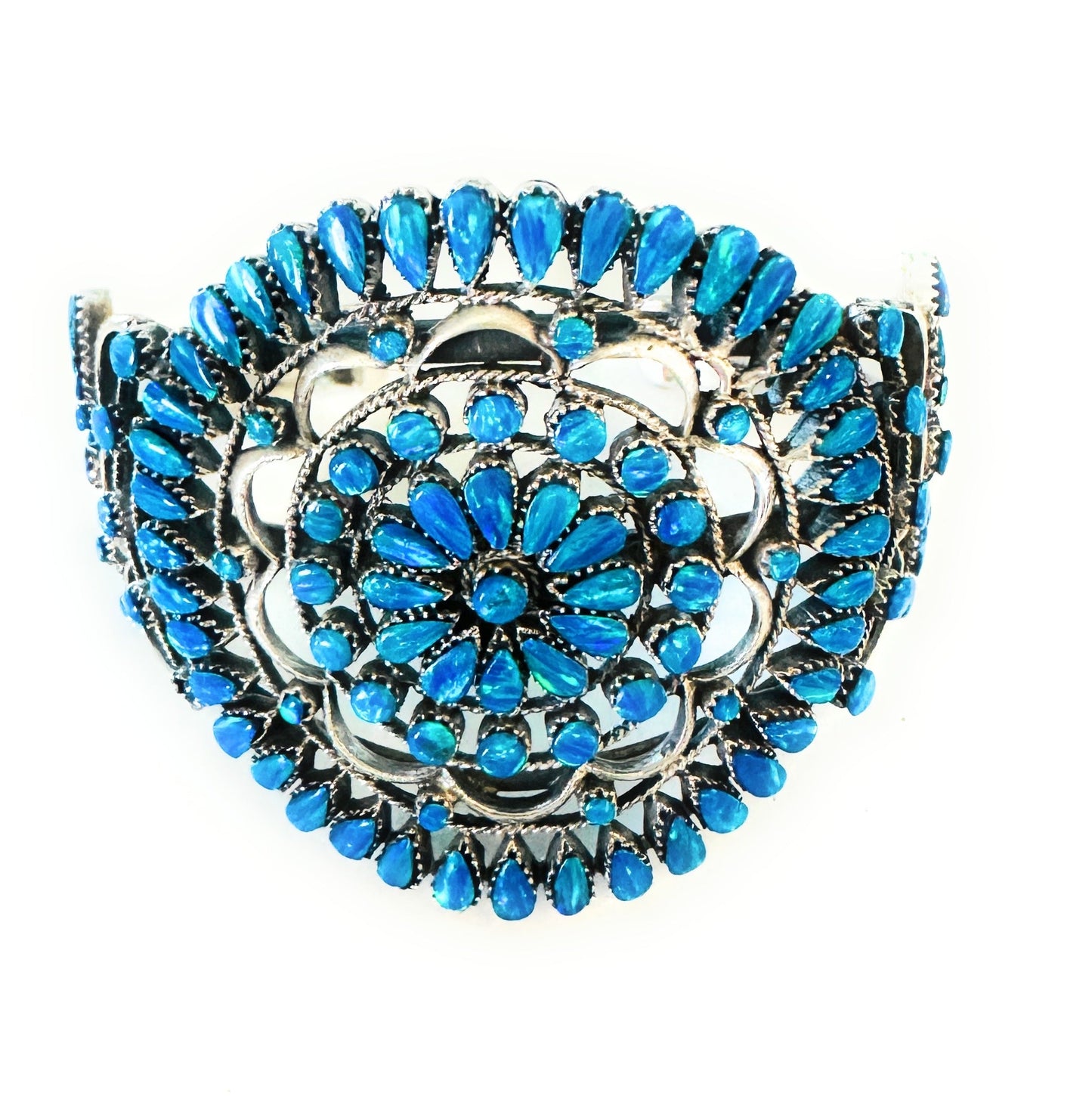 Nizhoni Handmade Sterling Silver & Blue Opal Cuff Bracelet /