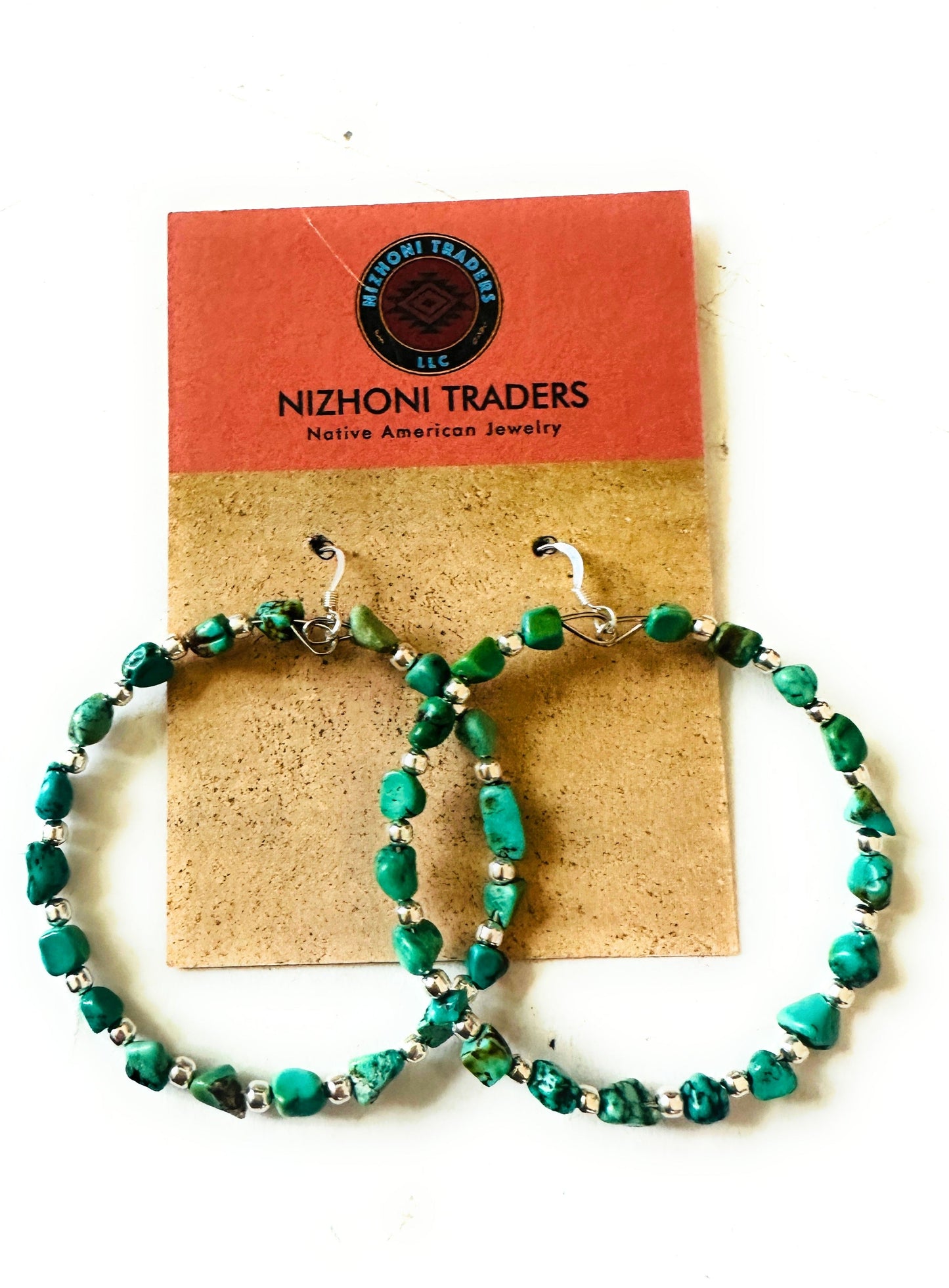 Handcrafted Turquoise & Sterling Silver Dangle Hoop Earrings LESLIES FAVORITE