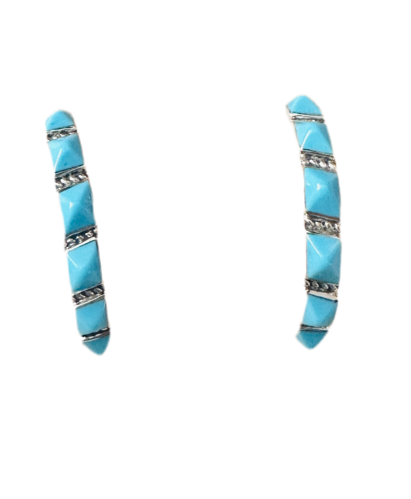 Handcrafted Turquoise & Sterling Silver Hoop Earrings