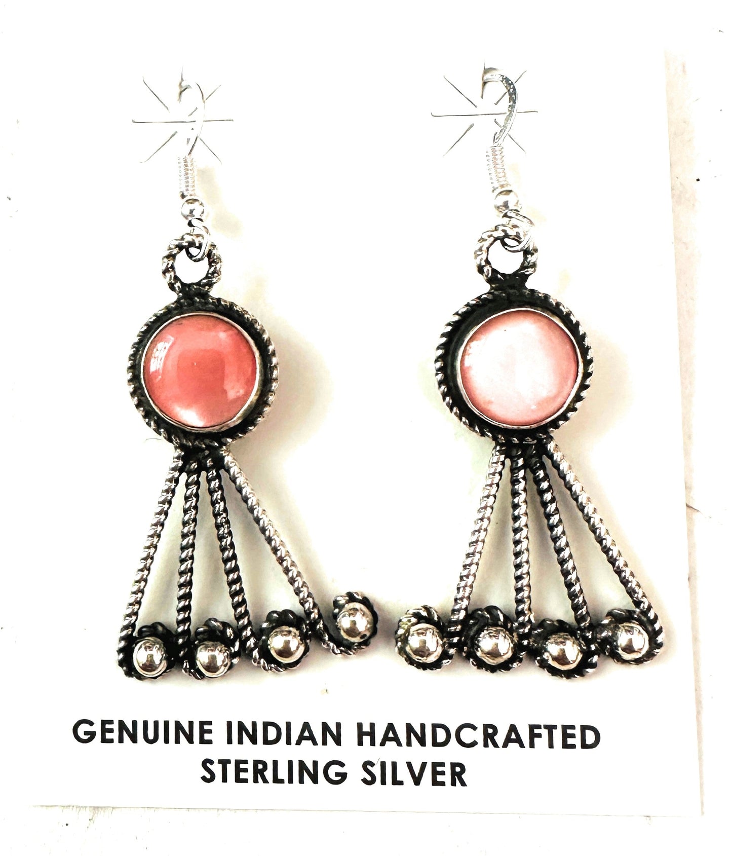 Navajo Mother of Pearl & Sterling Silver Dangle Earrings