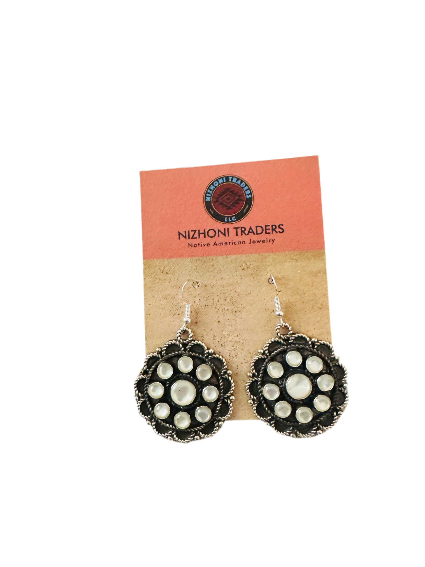 Handcrafted Mother of Pearl & Sterling Silver Cluster Dangle Earrings