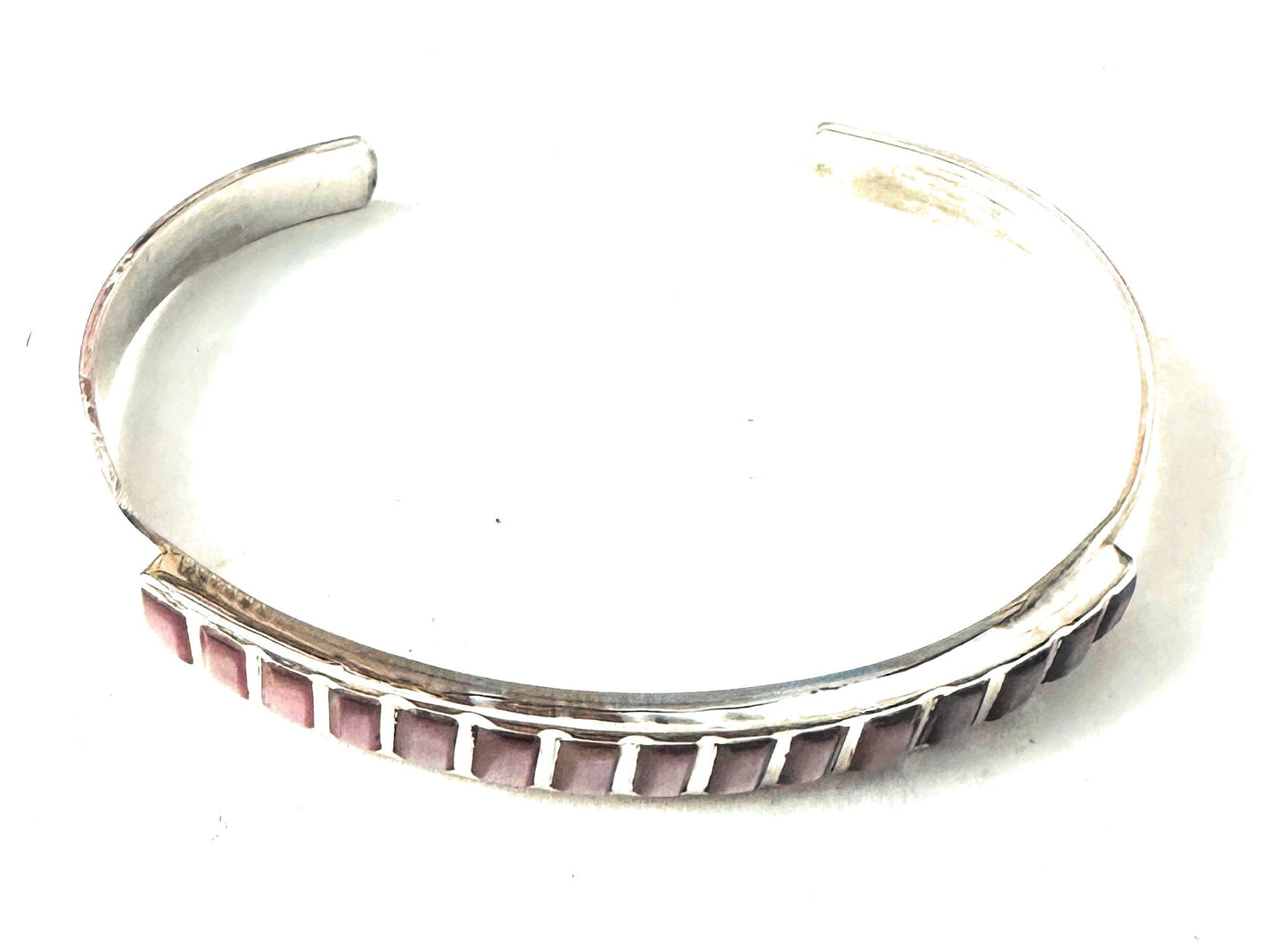 Mother of Pearl & Sterling Silver Inlay Cuff Bracelet /