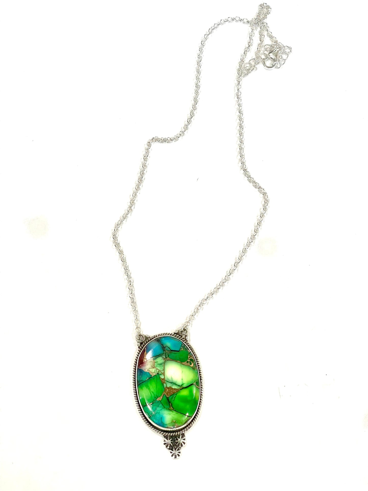 Beautiful Handmade Peacock Dahlia Oval Necklace